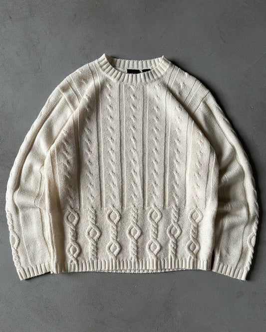 1990s - Cream Cableknit Sweater - (W)M