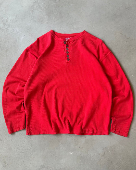 1990s - Red Marlboro Henley Longlseeve - L
