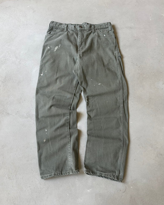 2000s - Distressed Green Dickie’s Carpenter Pants - 36x32