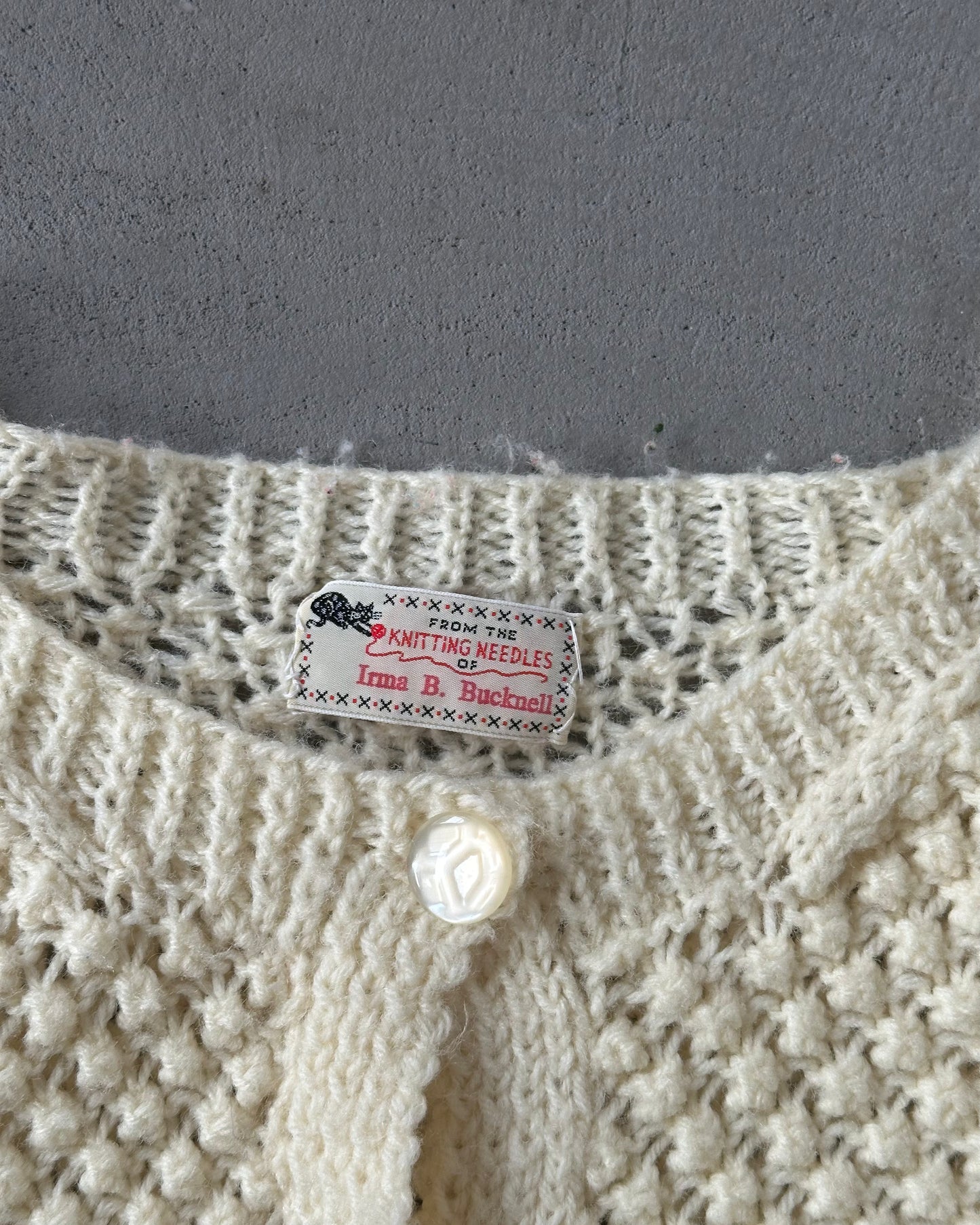 Années 80 - Cardigan tricoté à la main crème - (F)M