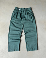 1980s - Green Triple Pleather Chino Pants - 32x28