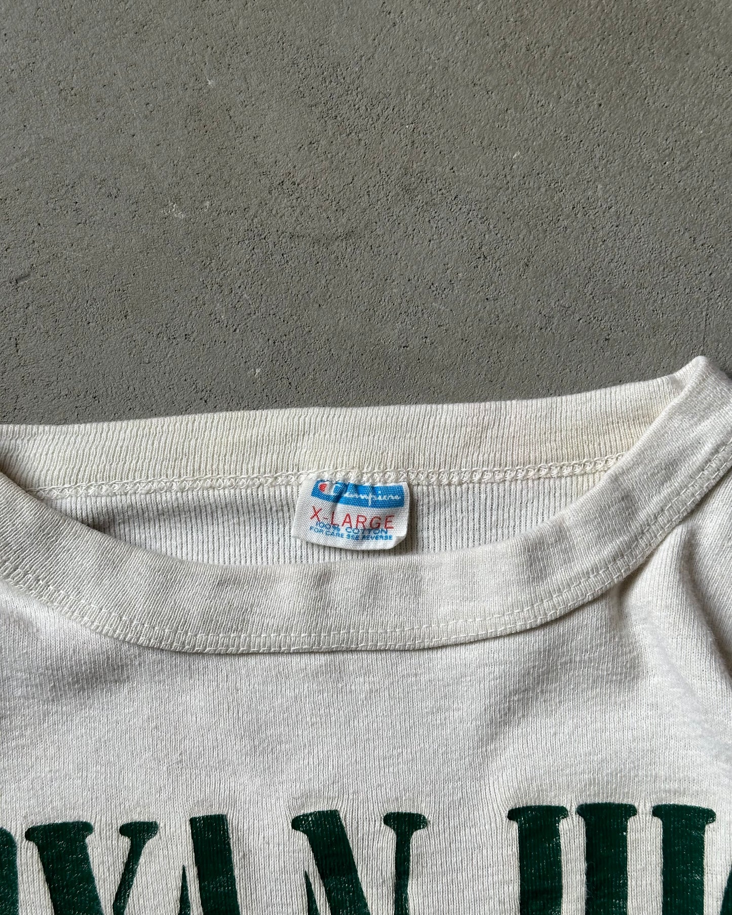 Années 70 - T-shirt de baseball Champion Bryan High blanc/vert - S/M