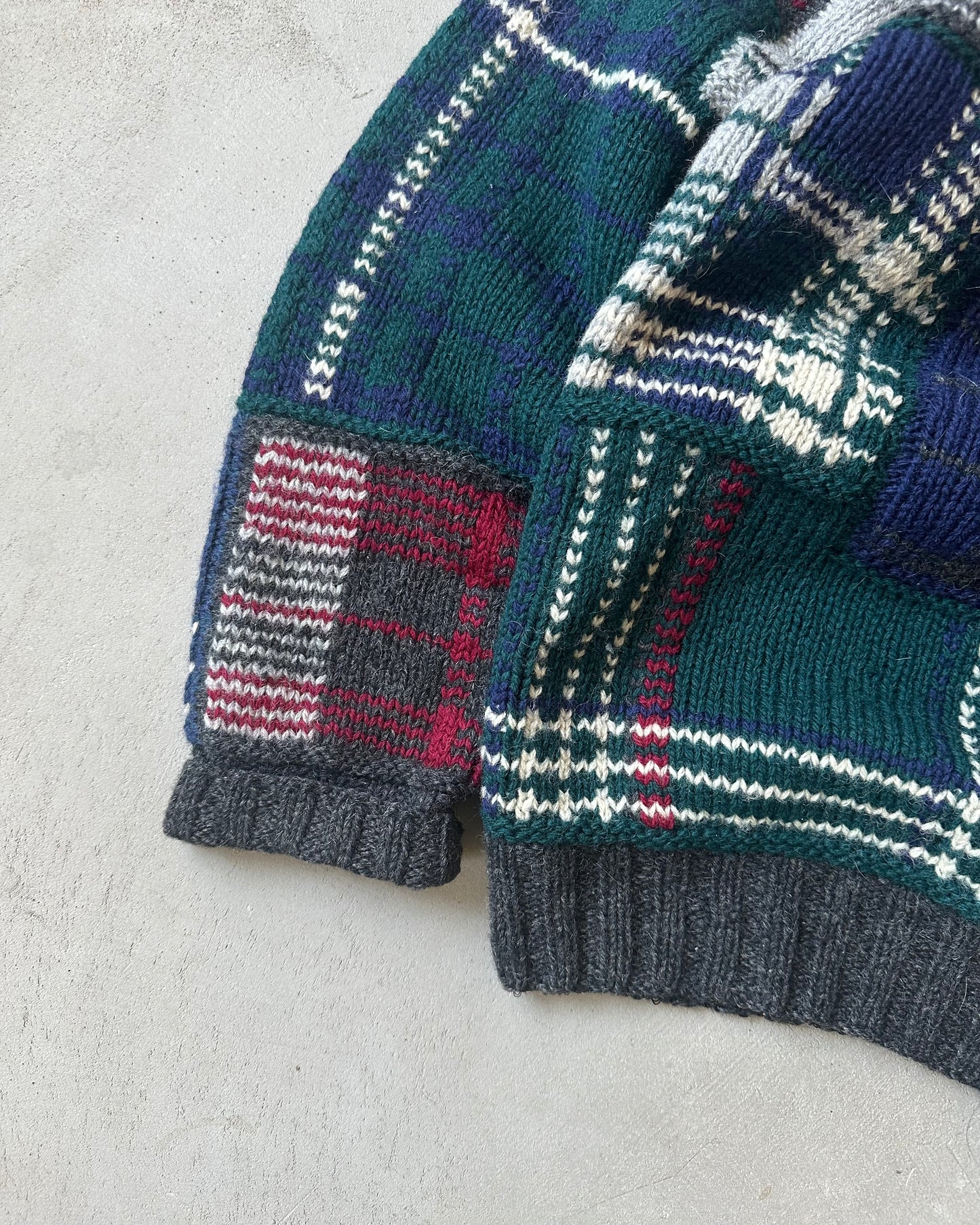 1990s - Blue/Red Patchwork Sweater - M
