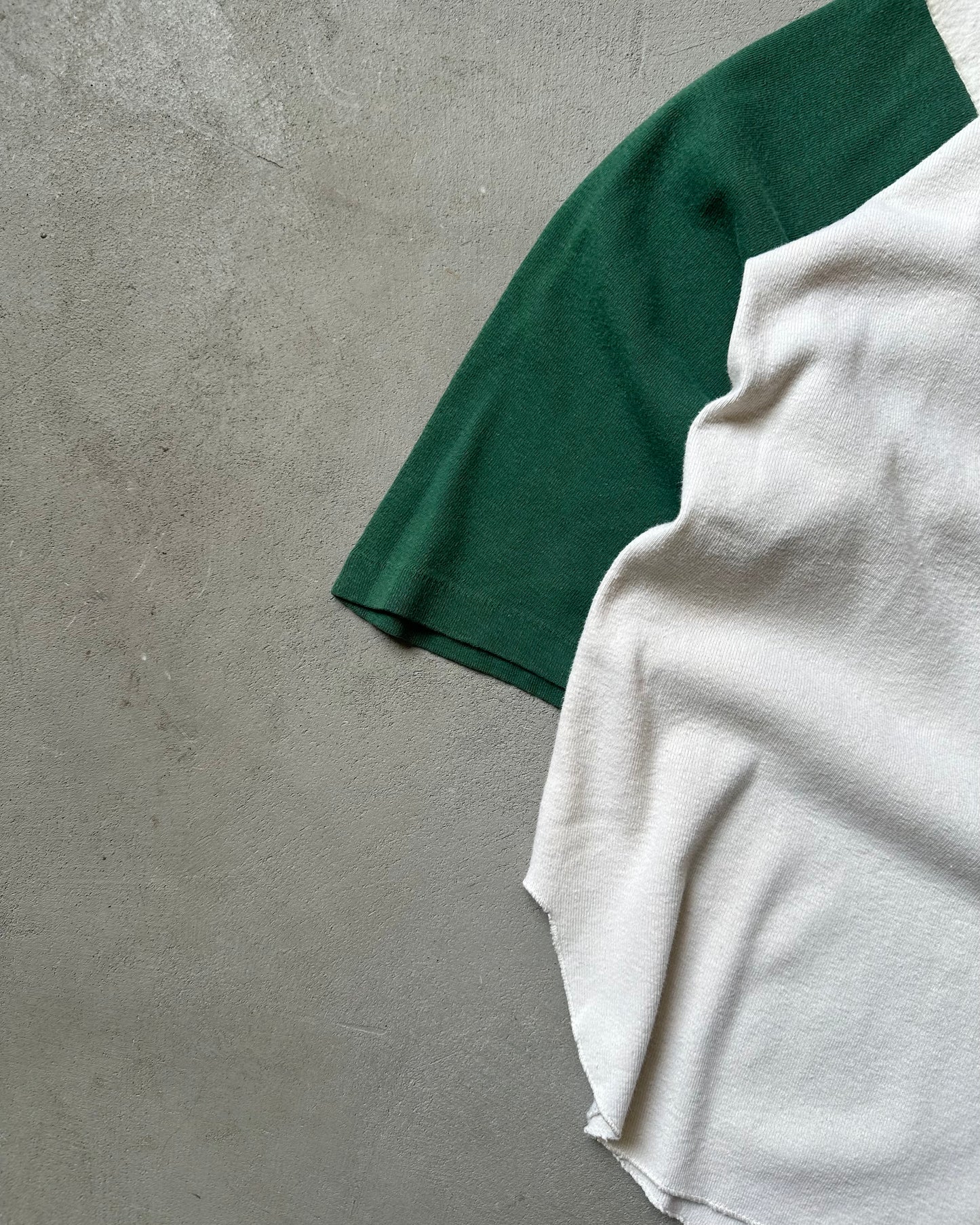 Années 70 - T-shirt de baseball Champion Bryan High blanc/vert - S/M
