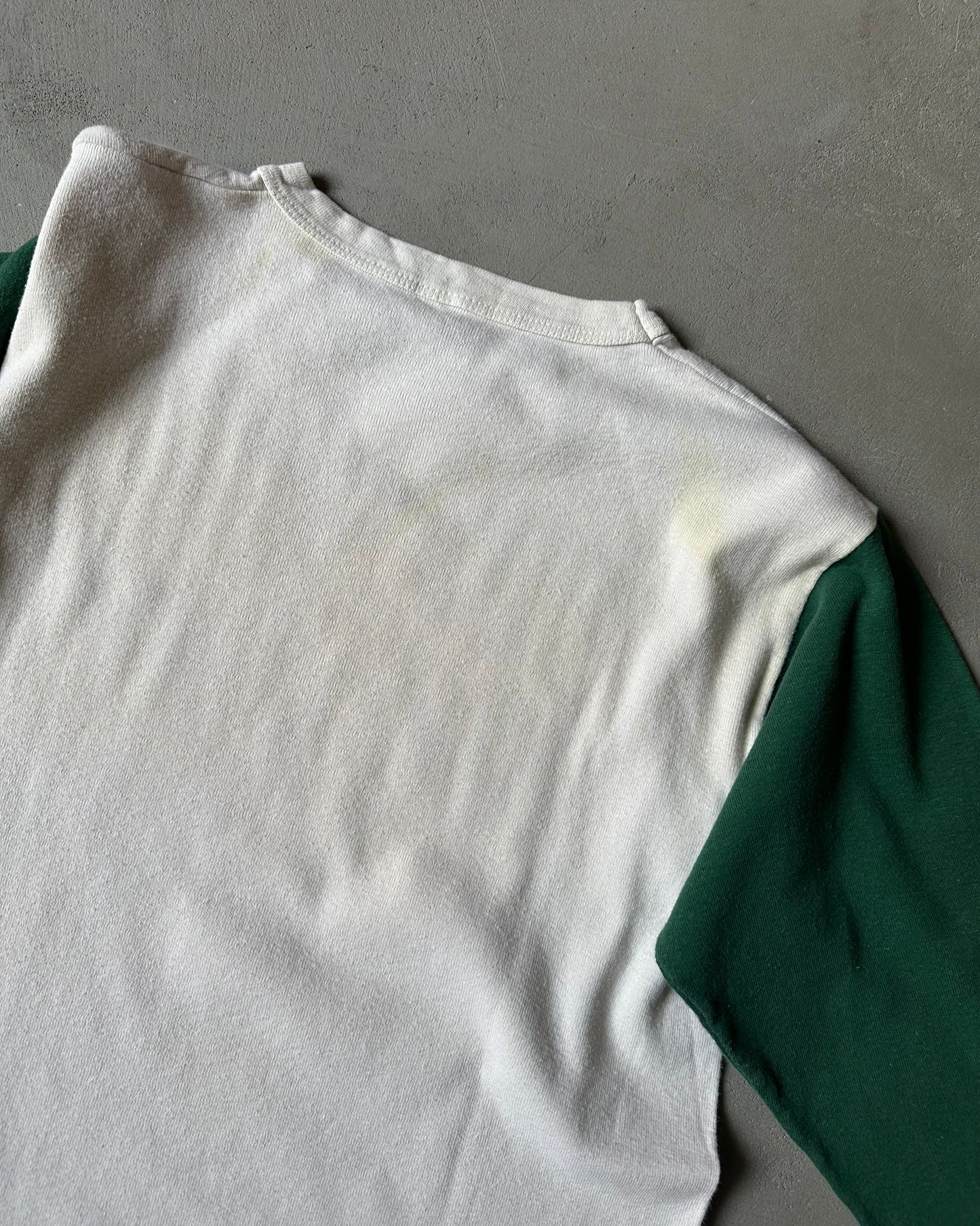 Années 70 - T-shirt de baseball Champion Bryan High blanc/vert - S/M