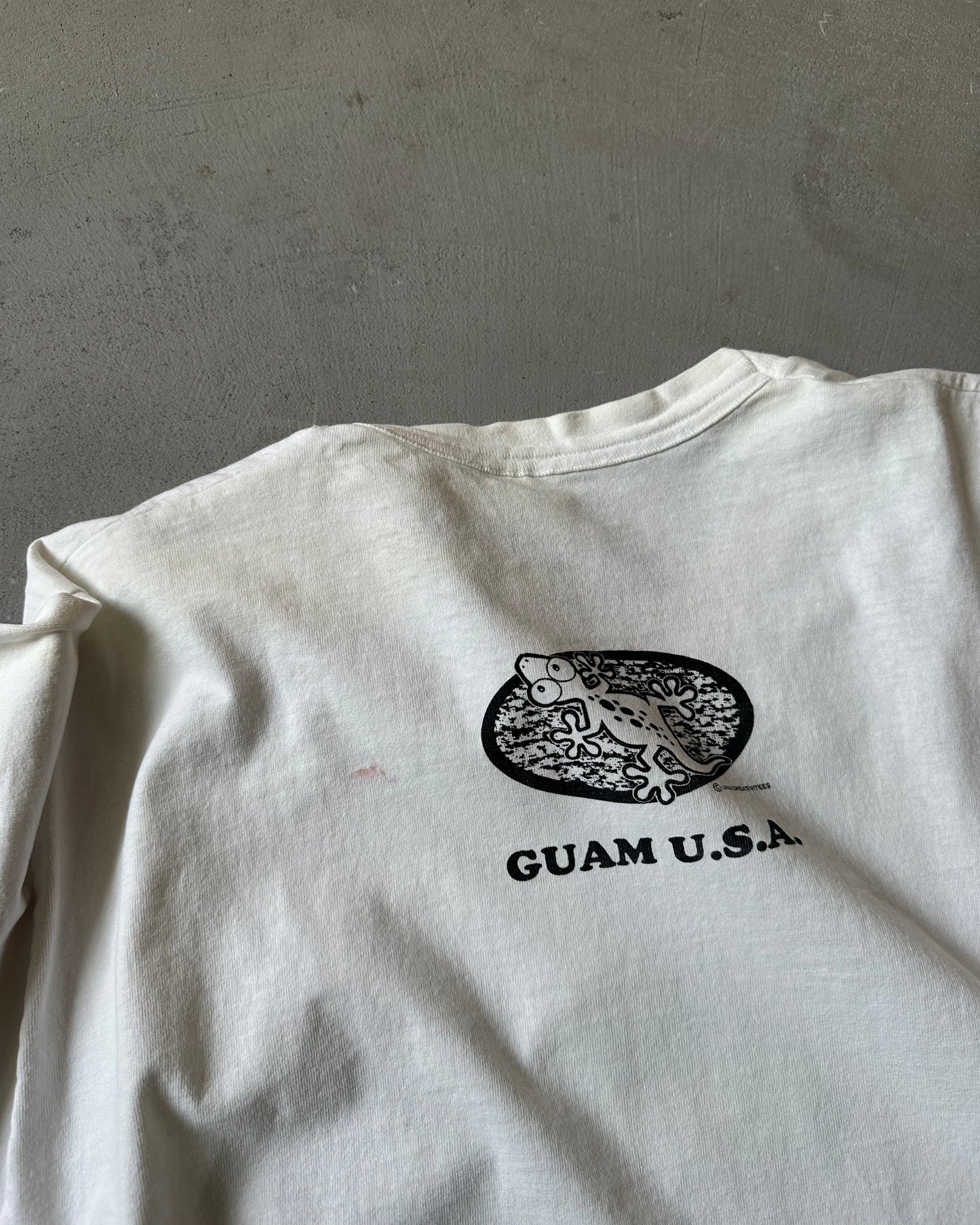 Années 90 - T-shirt de sport Gecko blanc vieilli - XL