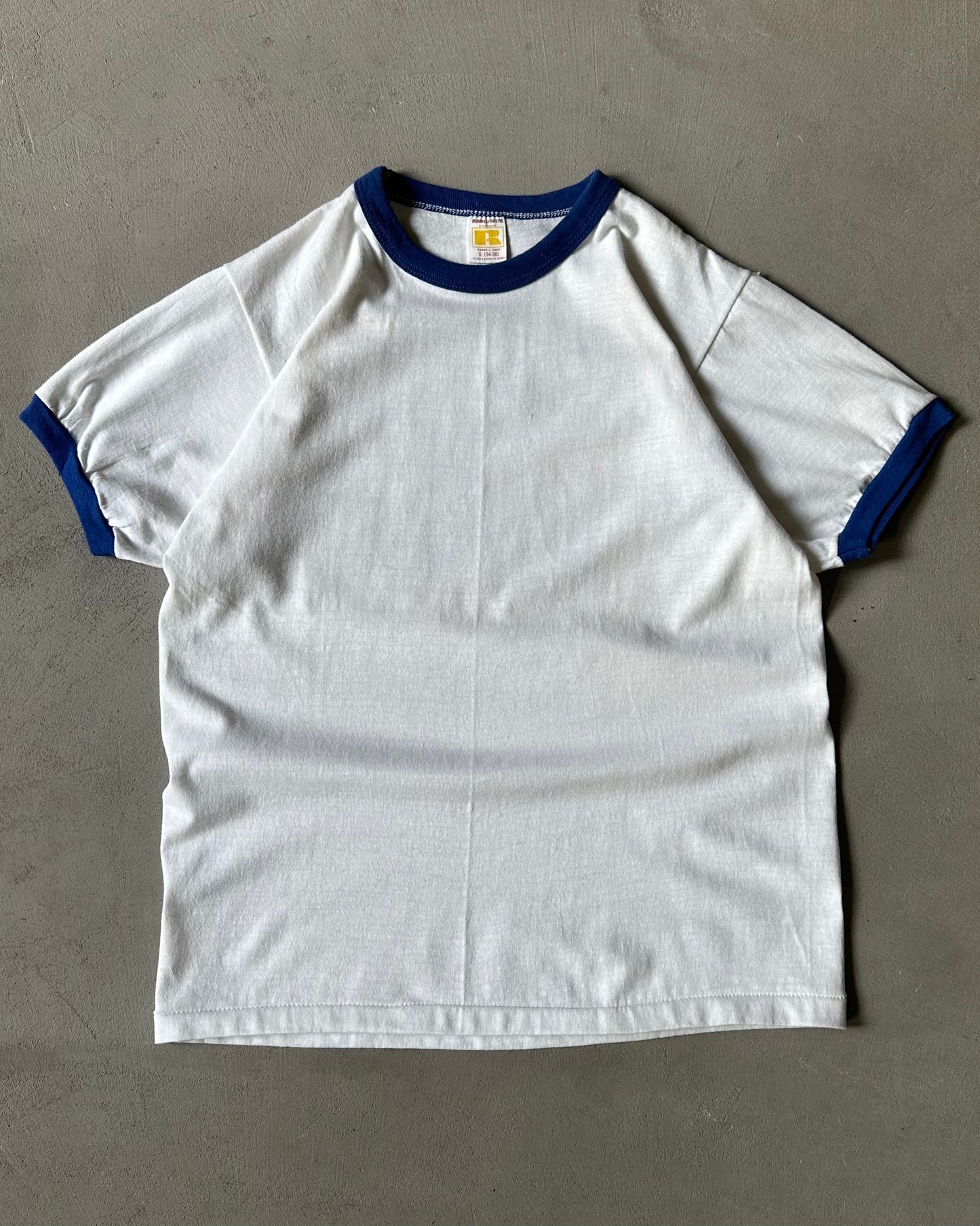 Années 70 - T-shirt Ringer Nifty Net Rushers Blanc/Bleu - S