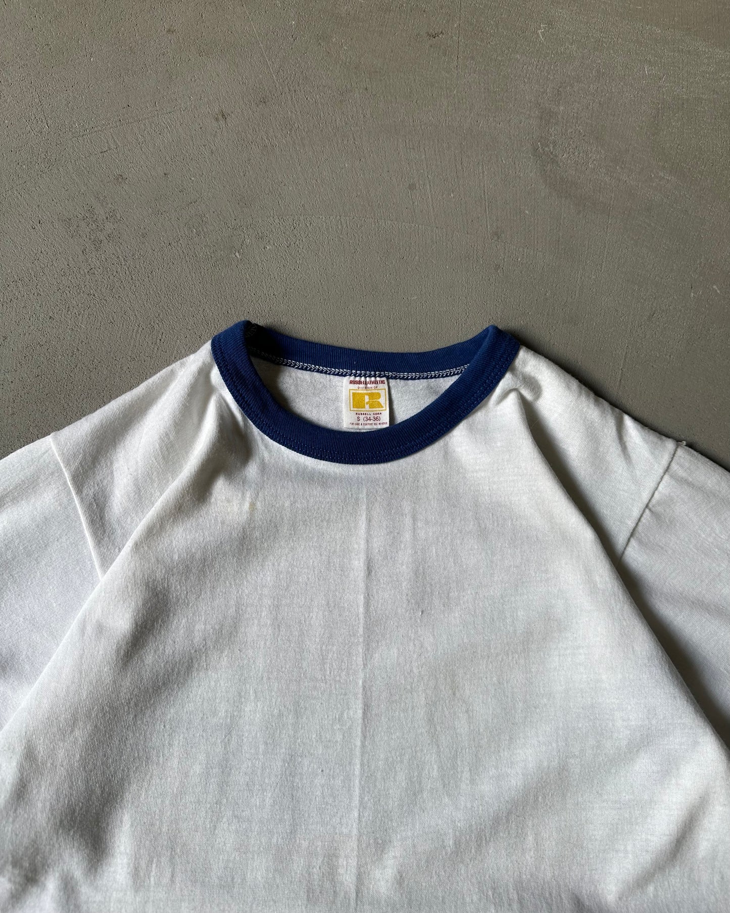 Années 70 - T-shirt Ringer Nifty Net Rushers Blanc/Bleu - S