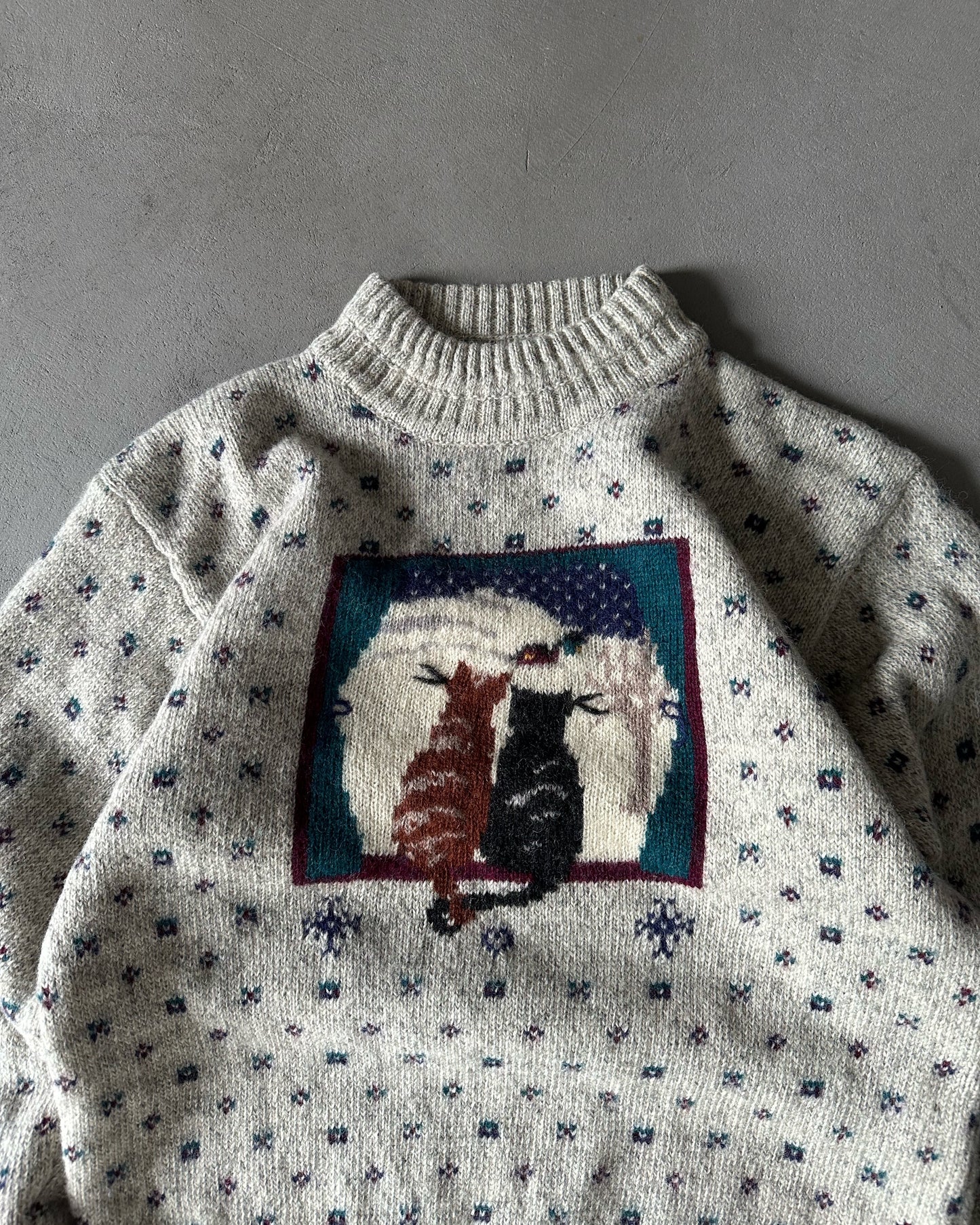 1990s - Grey "Cats" Woolrich Sweater - (W)M