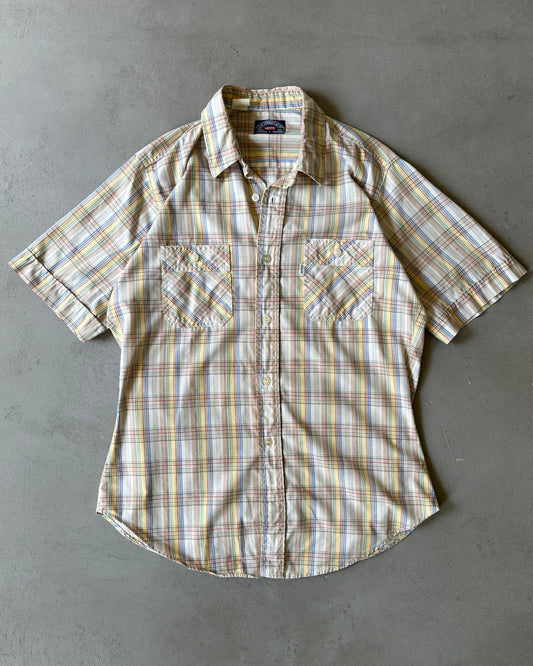 1980s - Cream/Blue Levi’s Plaid Shirt - L