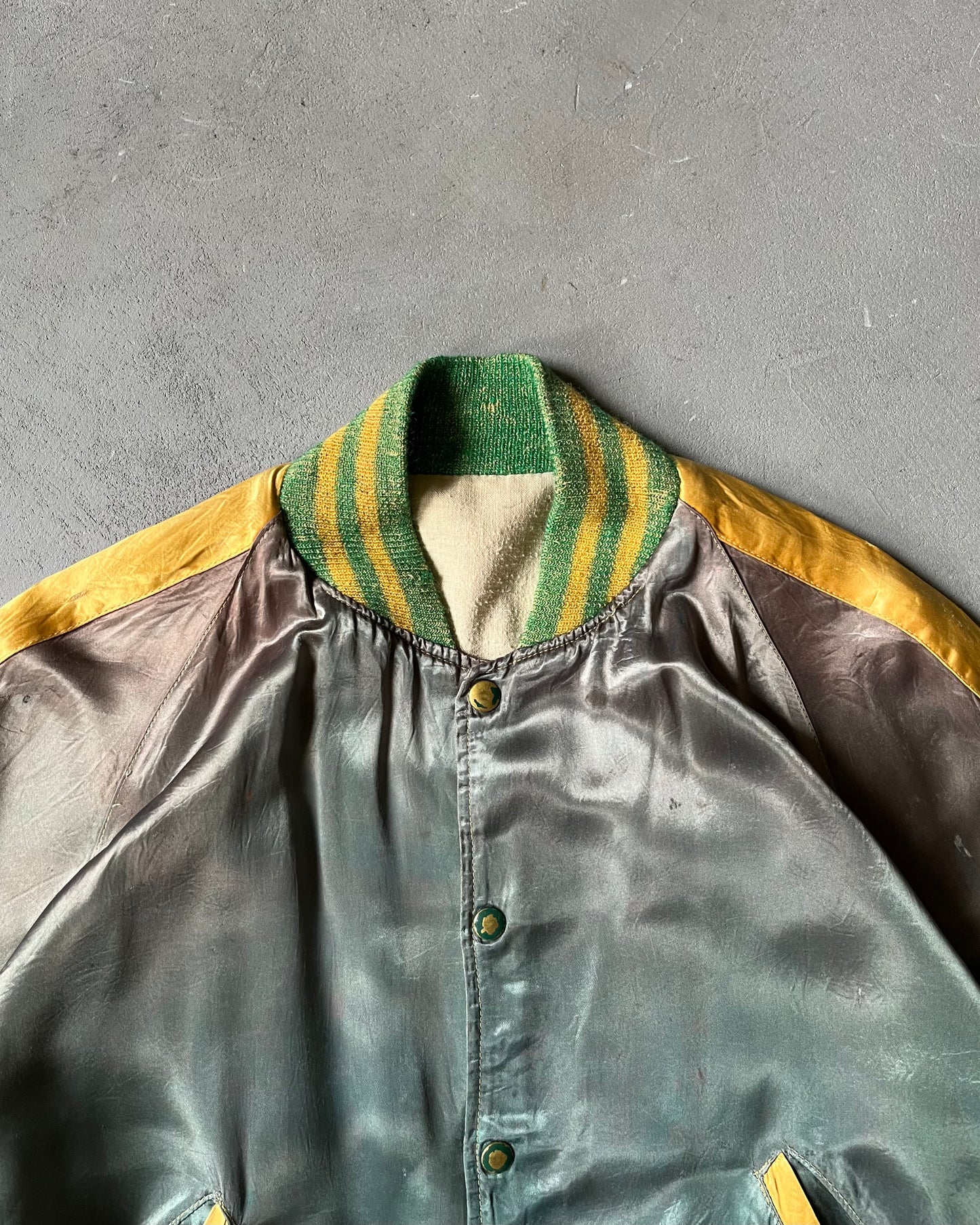 1950s - Faded Green Yellowjacket Bomber Jacket - M