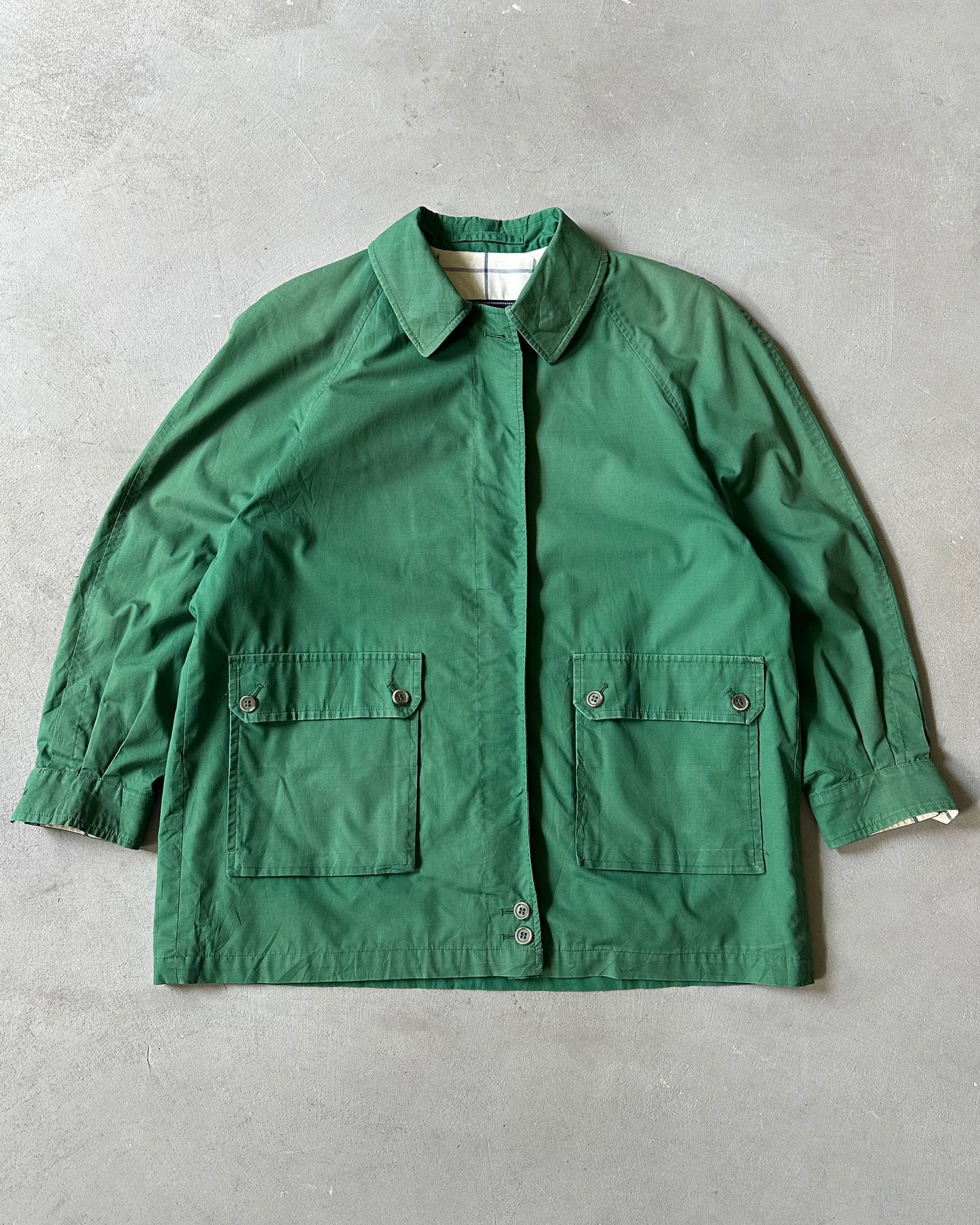 1990s - Green Burberrys' Harrington Jacket - L(Short)