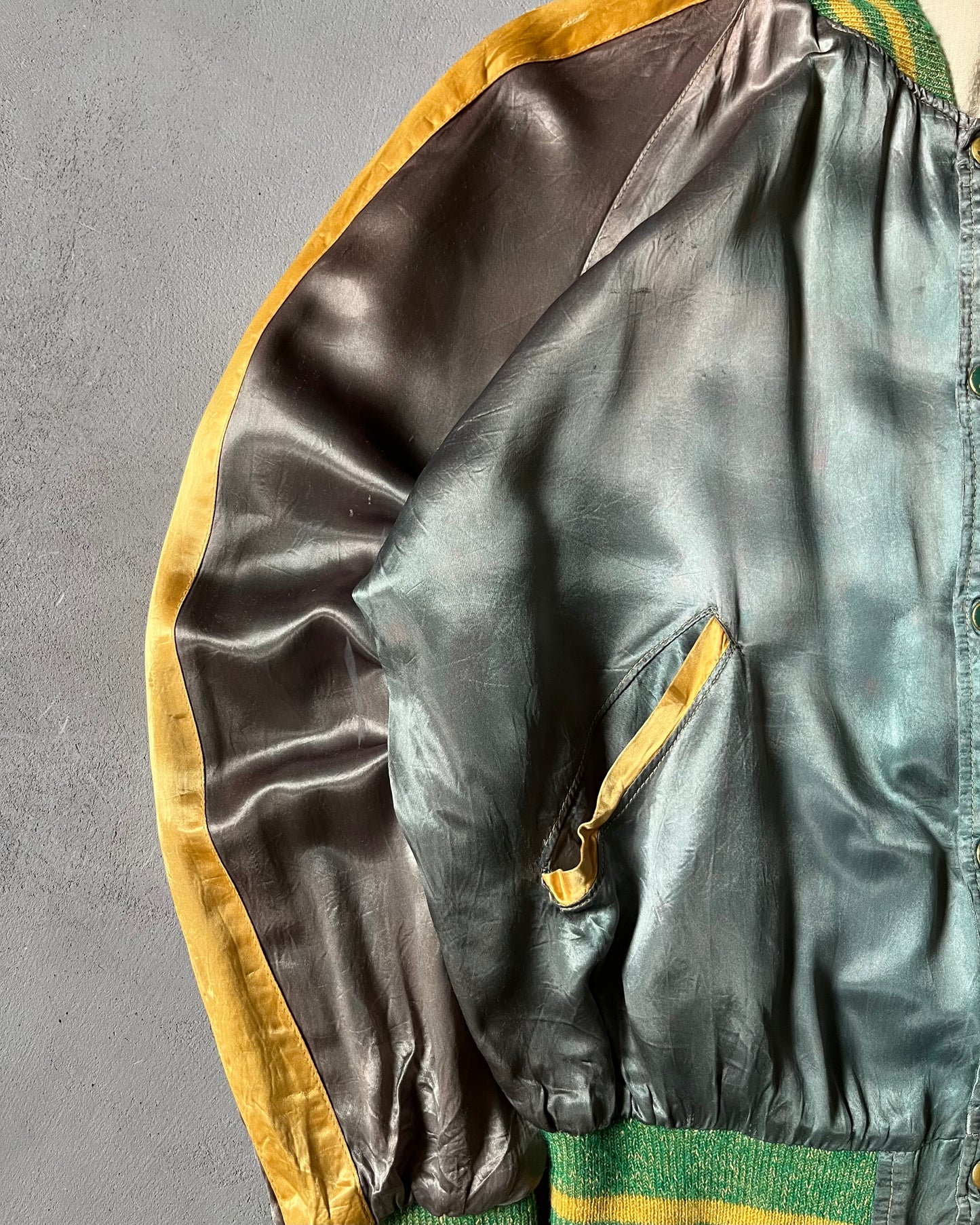 1950s - Faded Green Yellowjacket Bomber Jacket - M