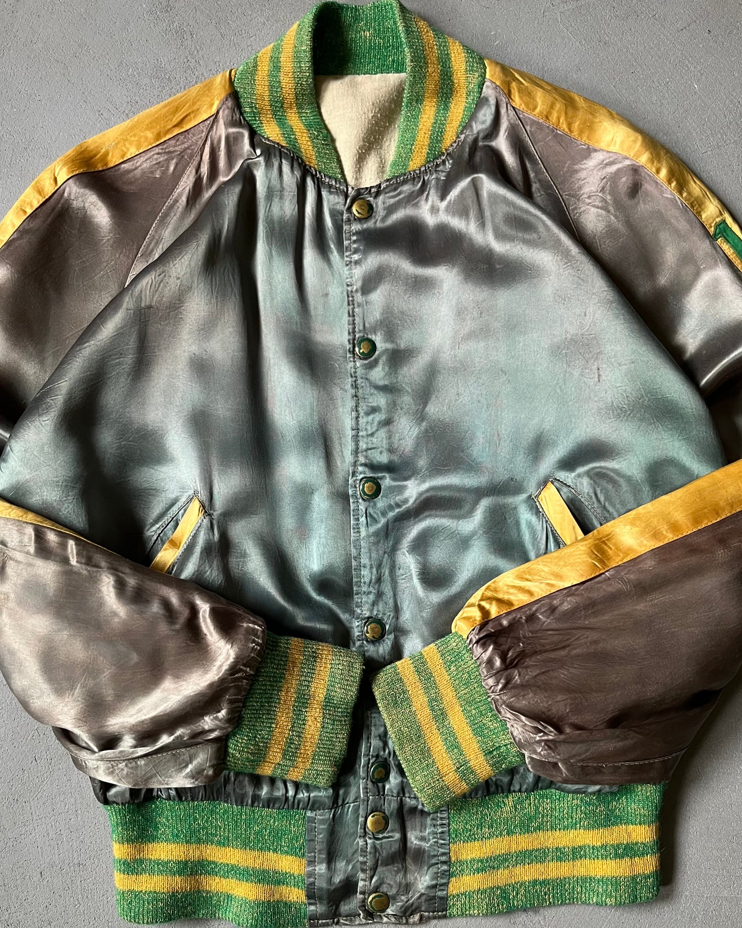 1950s - Faded Green Yellowjacket Bomber Jacket - M