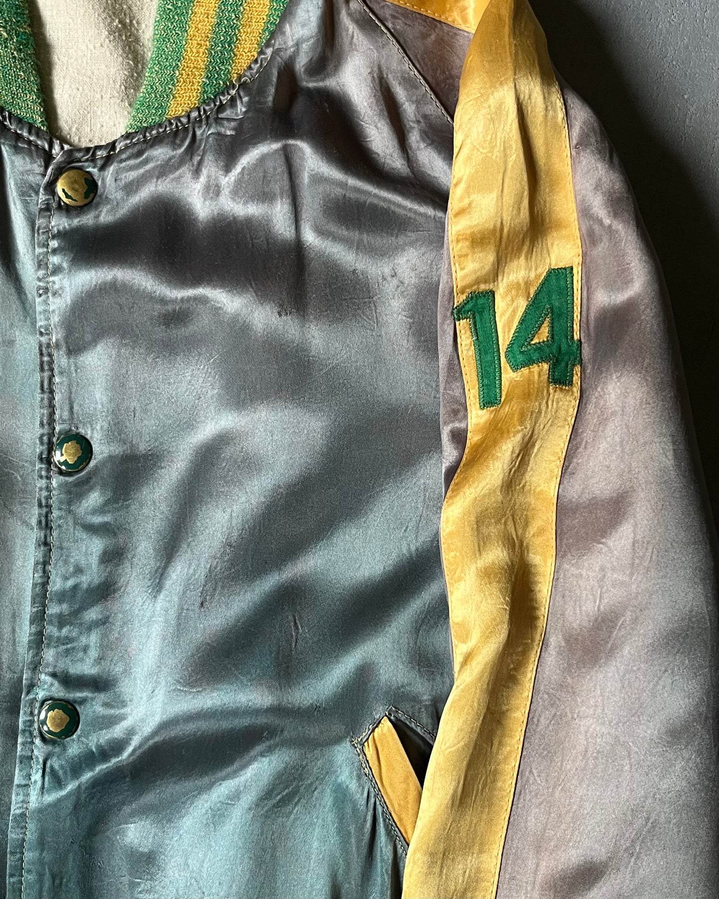 1950s - Faded Green Yellowjacket Bomber Jacket - M