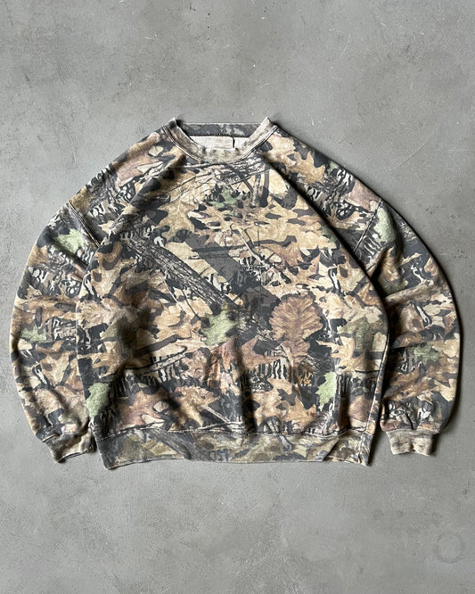 1990s - Distressed Camo Crewneck - XL