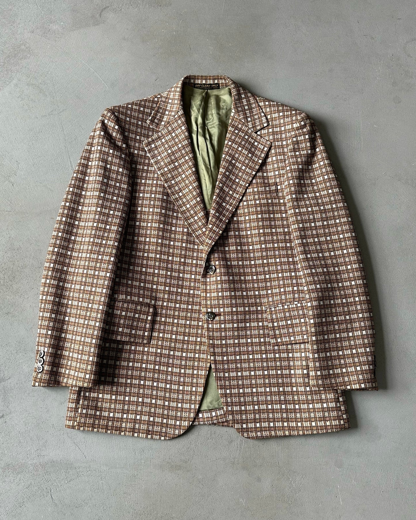 1970s - Orange/Brown Plaid Blazer Jacket - 40(S)