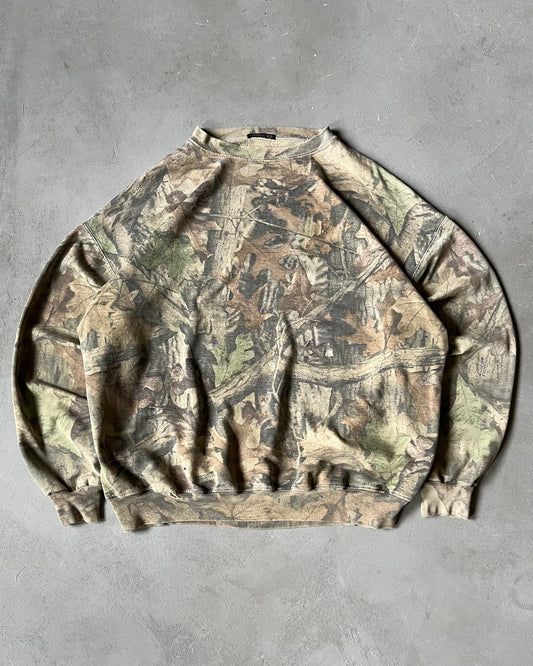 1990s - Distressed Light Camo Crewneck - XXL