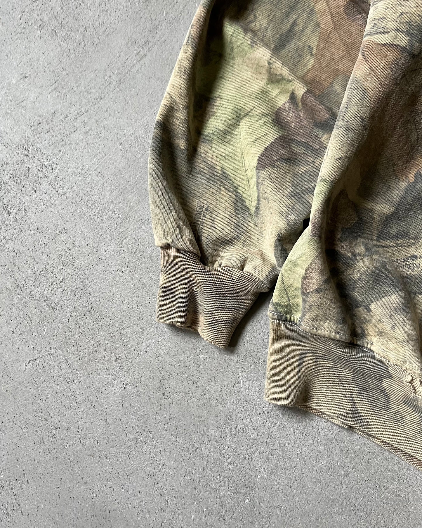 1990s - Distressed Light Camo Crewneck - XXL