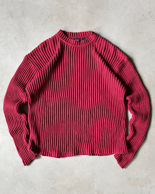2000s - Burgundy GAP Ribbed Sweater - XL