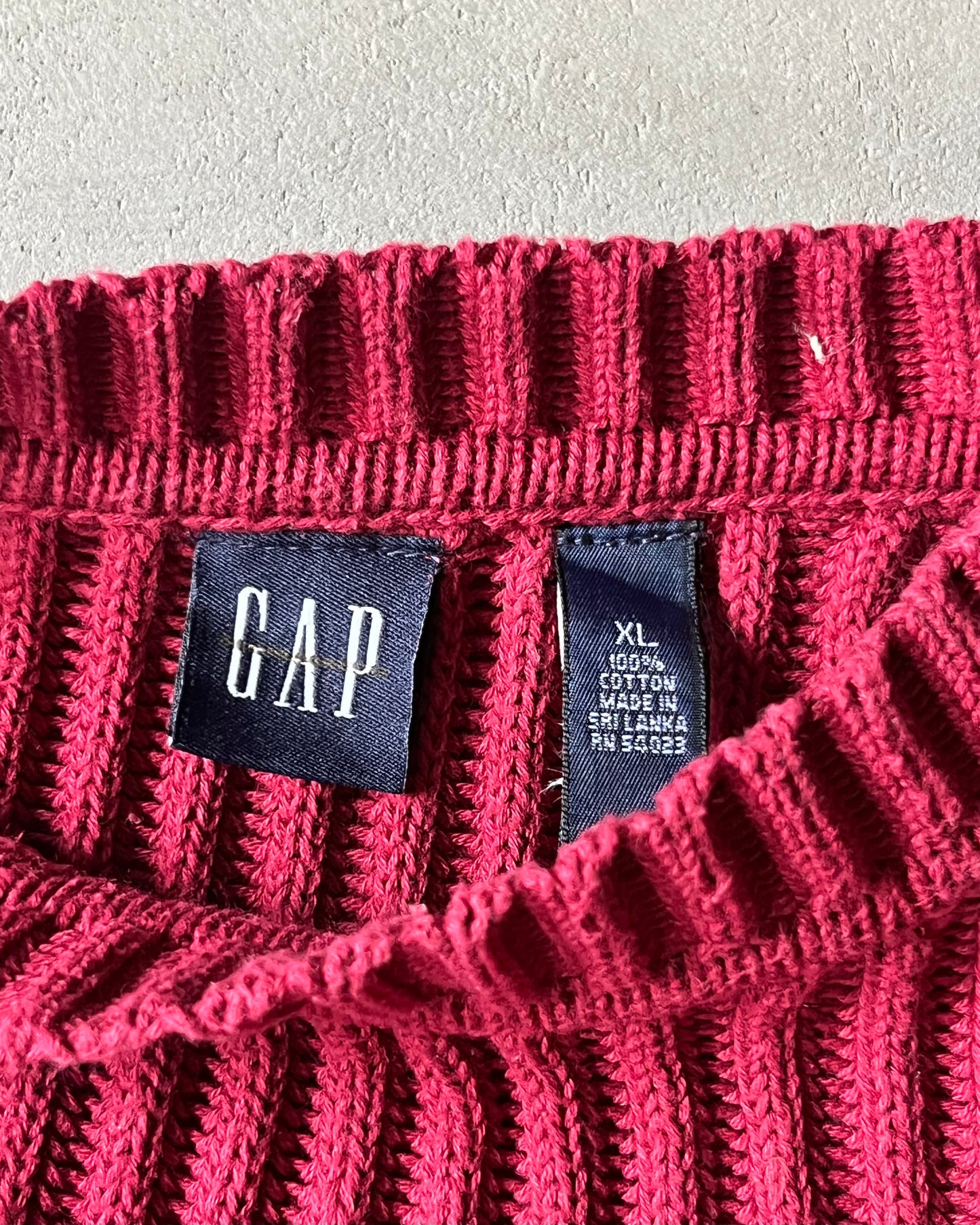 2000s - Burgundy GAP Ribbed Sweater - XL