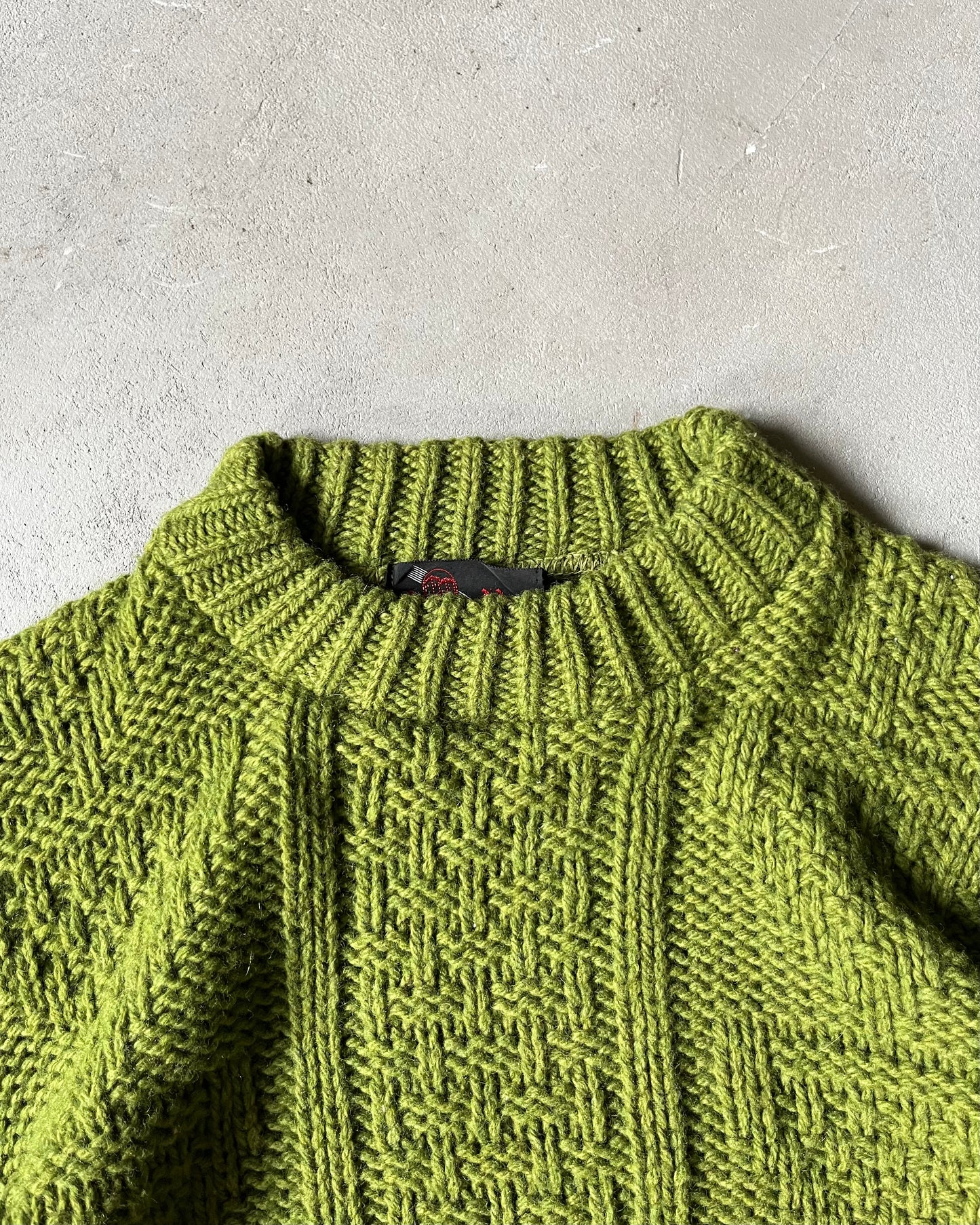1970s - Green Cableknit Cropped Sweater - XS/S