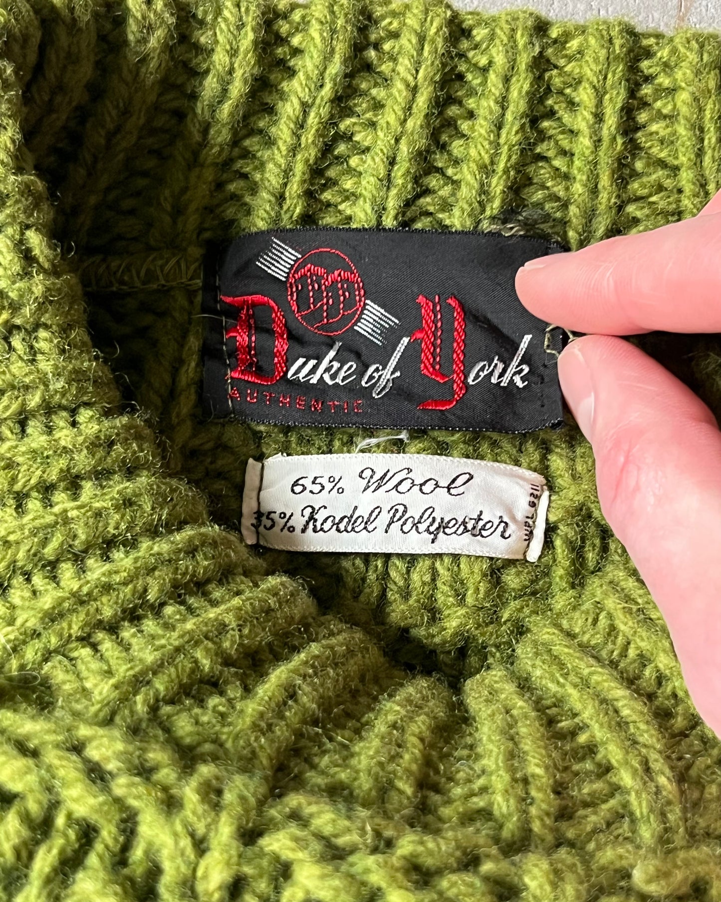 1970s - Green Cableknit Cropped Sweater - XS/S