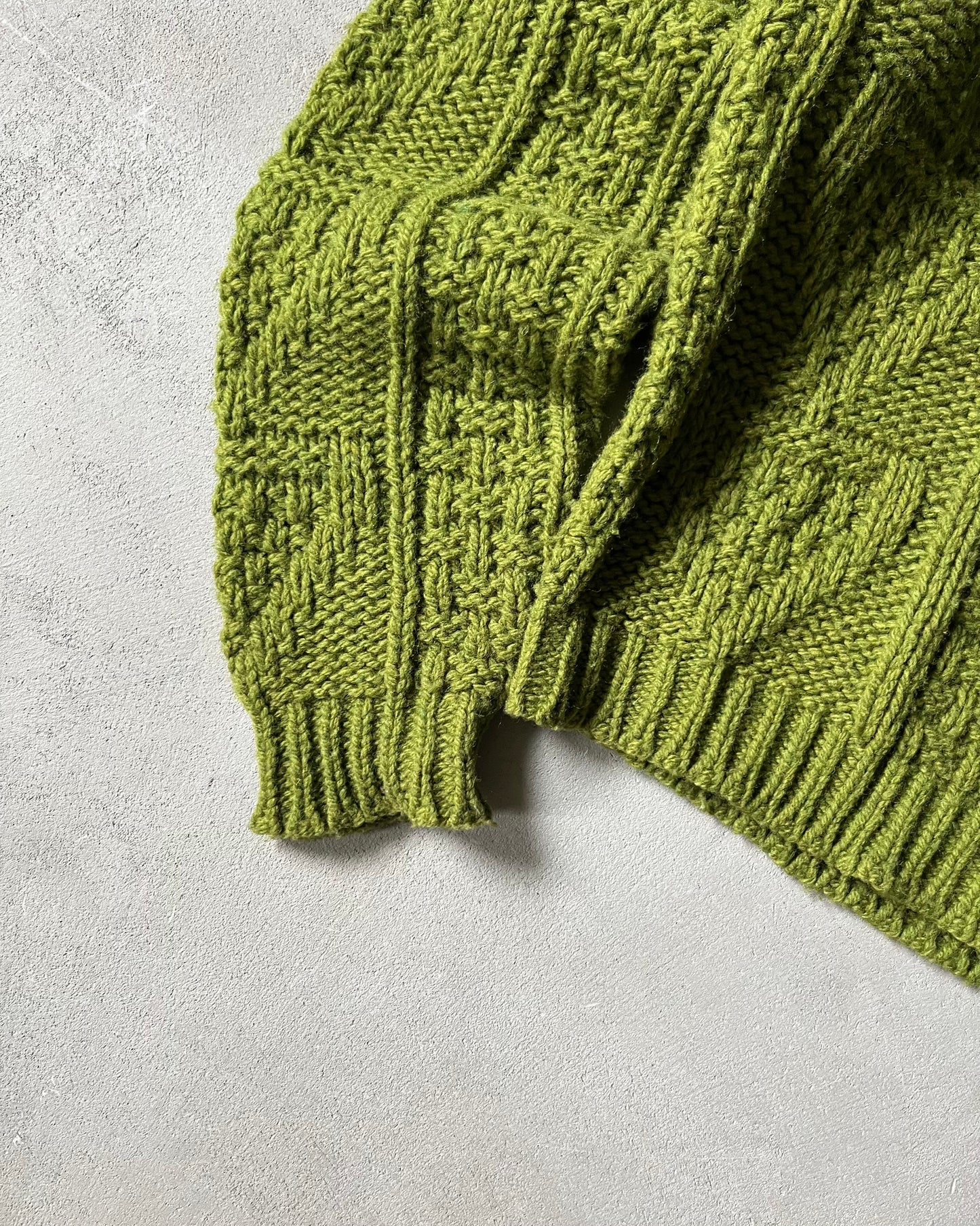 1970s - Green Cableknit Cropped Sweater - XS/S