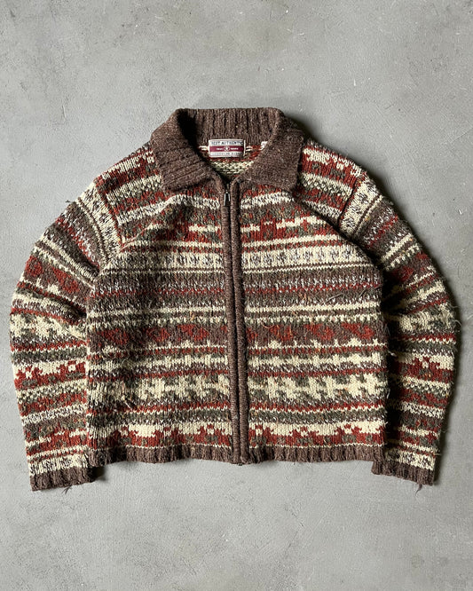 2000s - Brown/Orange Fair Isle Women's Sweater - (W)S