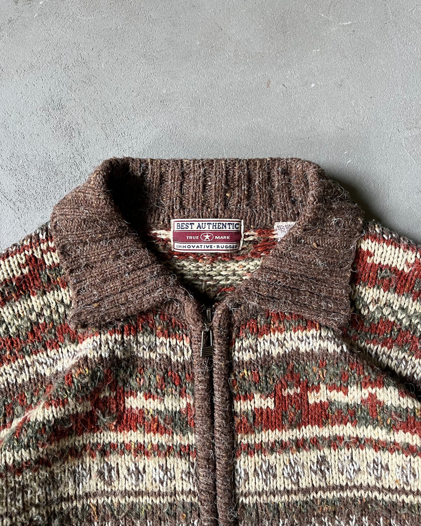 2000s - Brown/Orange Fair Isle Women's Sweater - (W)S
