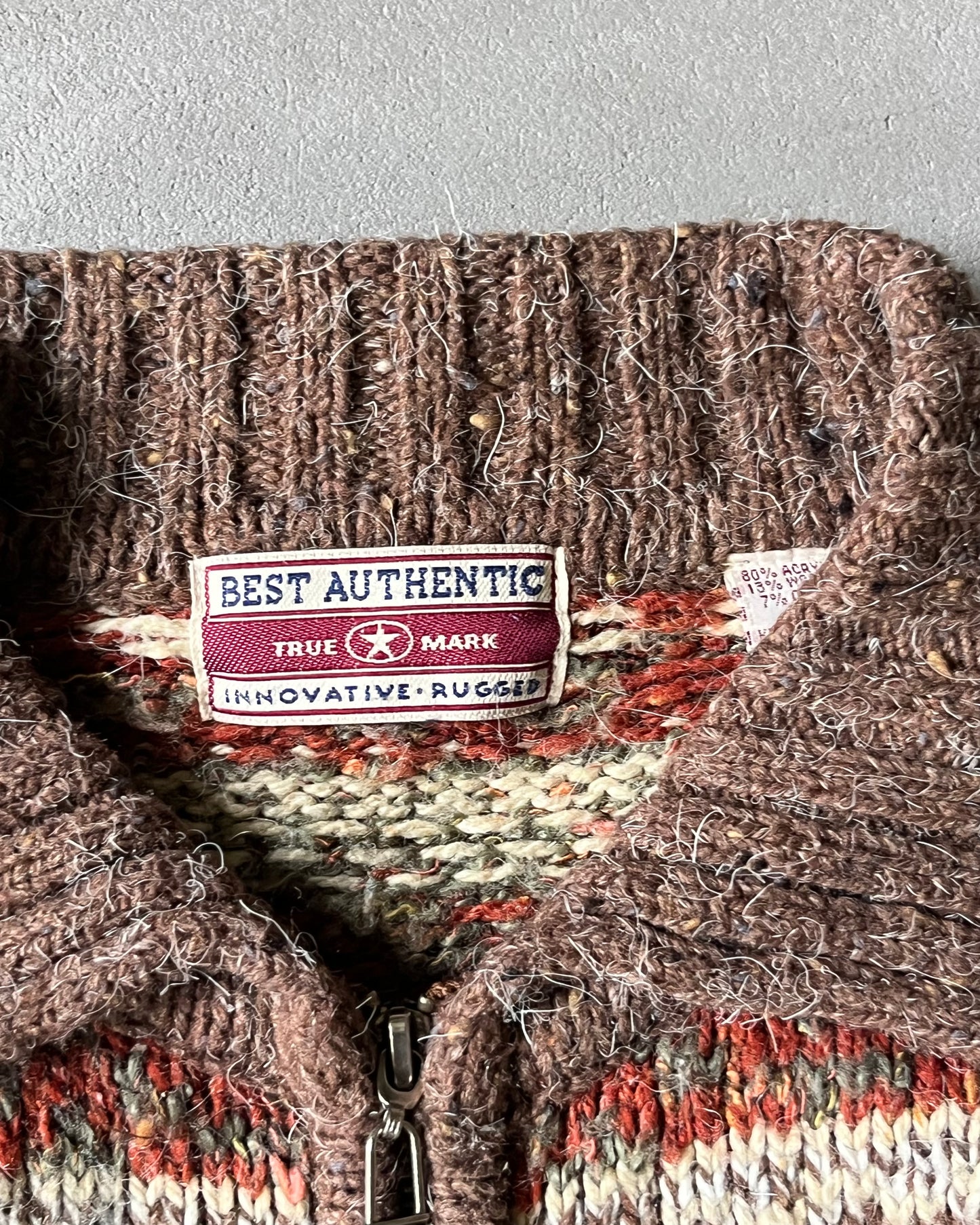 2000s - Brown/Orange Fair Isle Women's Sweater - (W)S