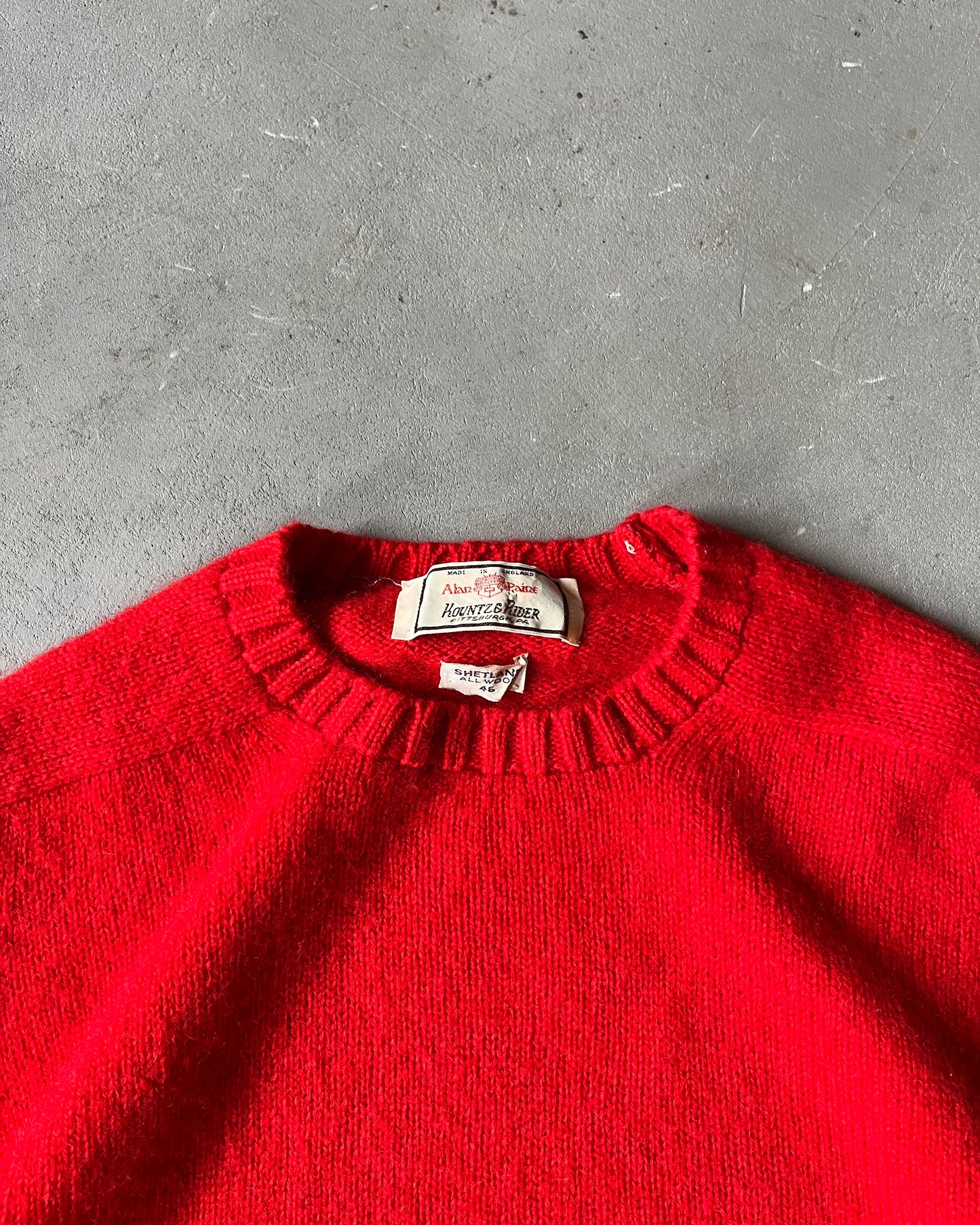 1980s - Red Shetland Wool Sweater - XL
