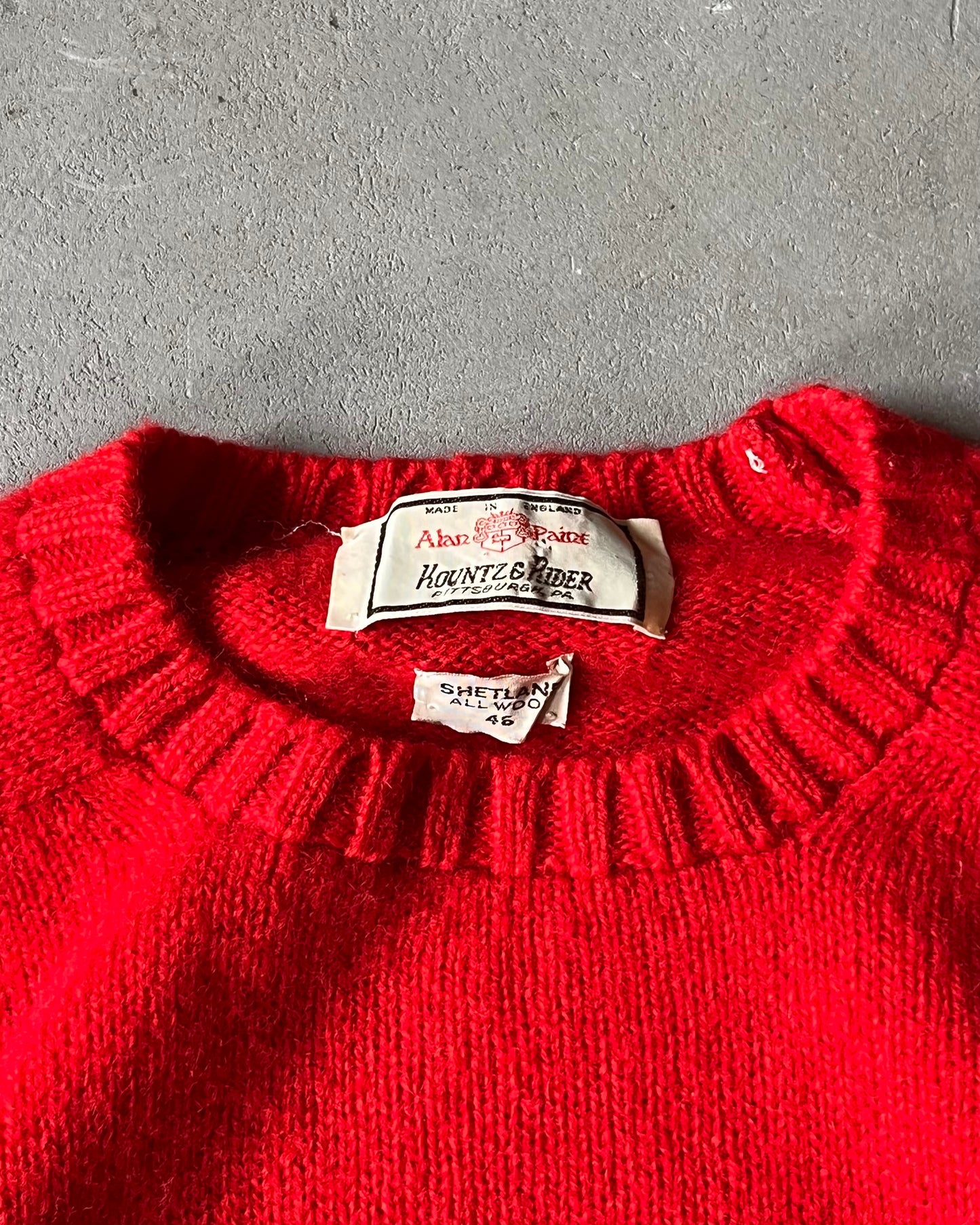 1980s - Red Shetland Wool Sweater - XL
