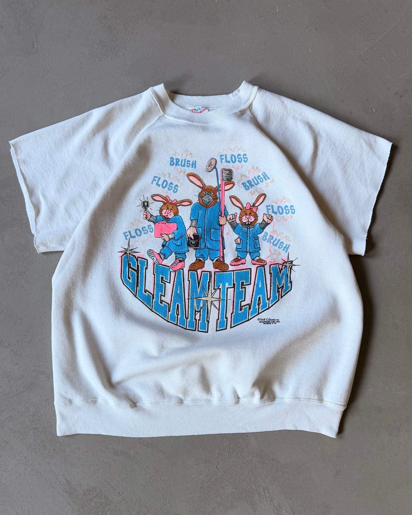 Années 1990 - Chandail court ras du cou GleamTeam blanc - L