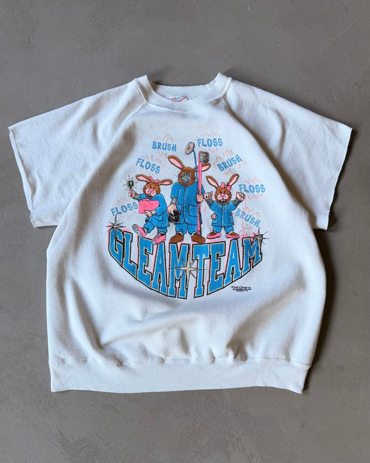 Années 1990 - Chandail court ras du cou GleamTeam blanc - L