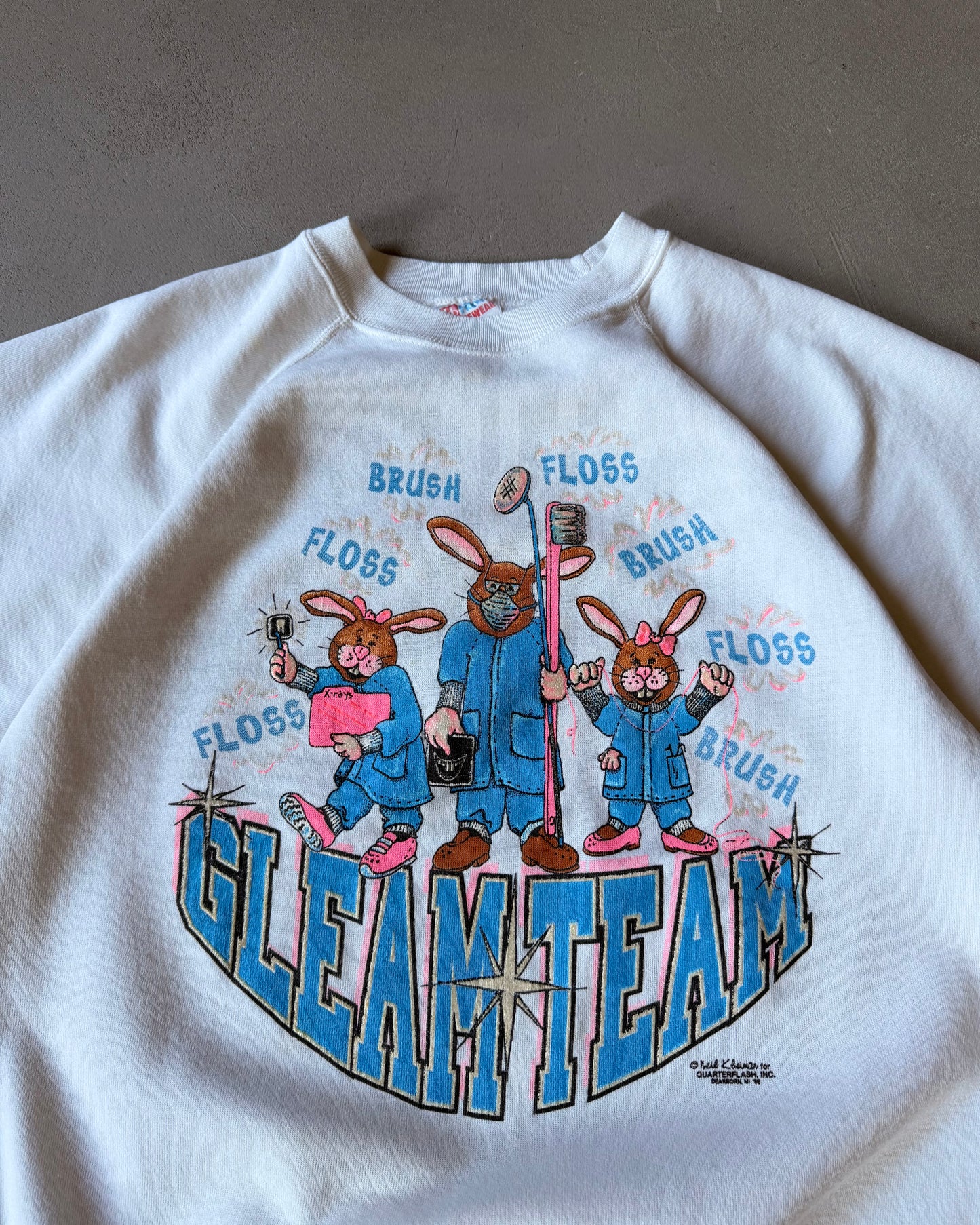 Années 1990 - Chandail court ras du cou GleamTeam blanc - L