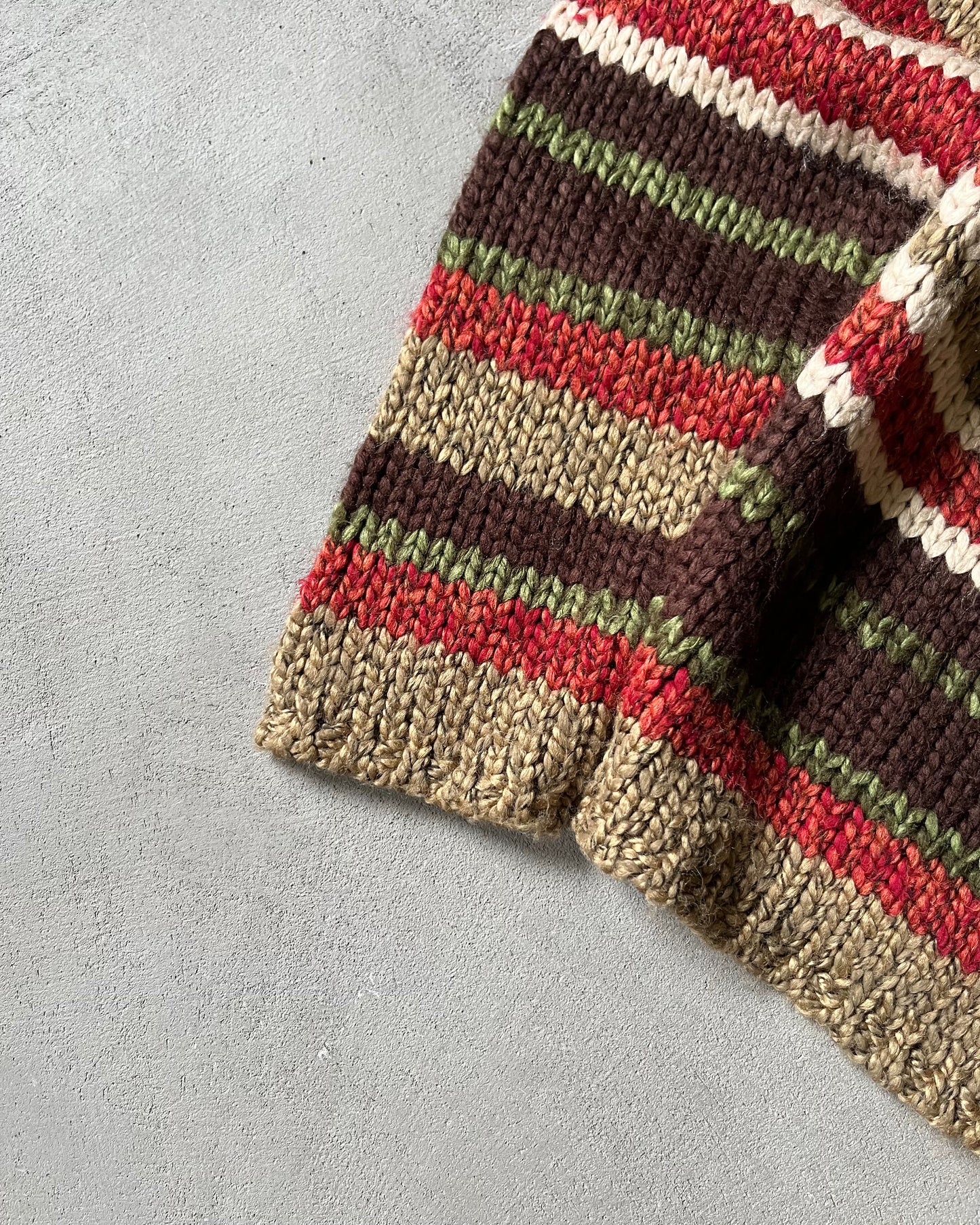 1990s - Brown/Beige Striped Women's Cardigan - (W)L