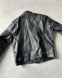 1990s - Black Cafe Racing Leather Jacket - L/XL