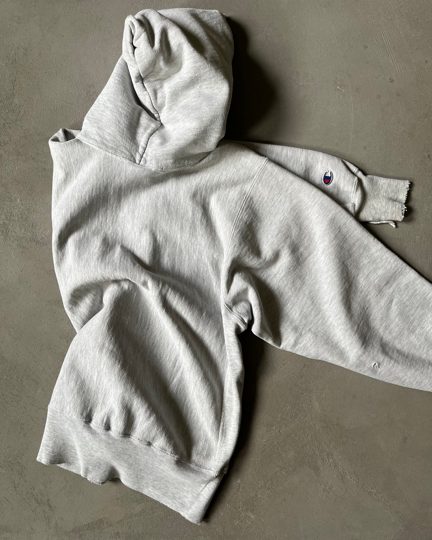 1990s - Distressed Ash Grey KUA Champion RW Hoodie - M