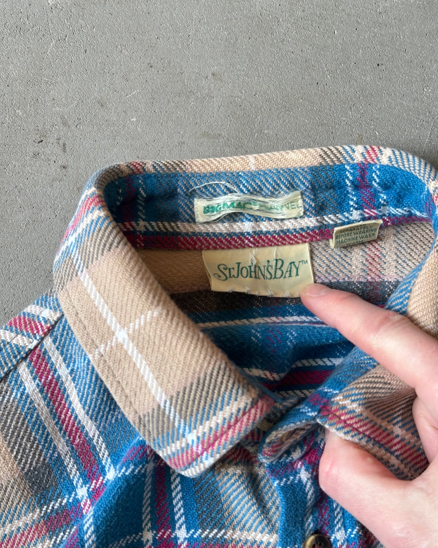 Années 90 - Flanelle écossaise beige/bleue - XL(Grand)