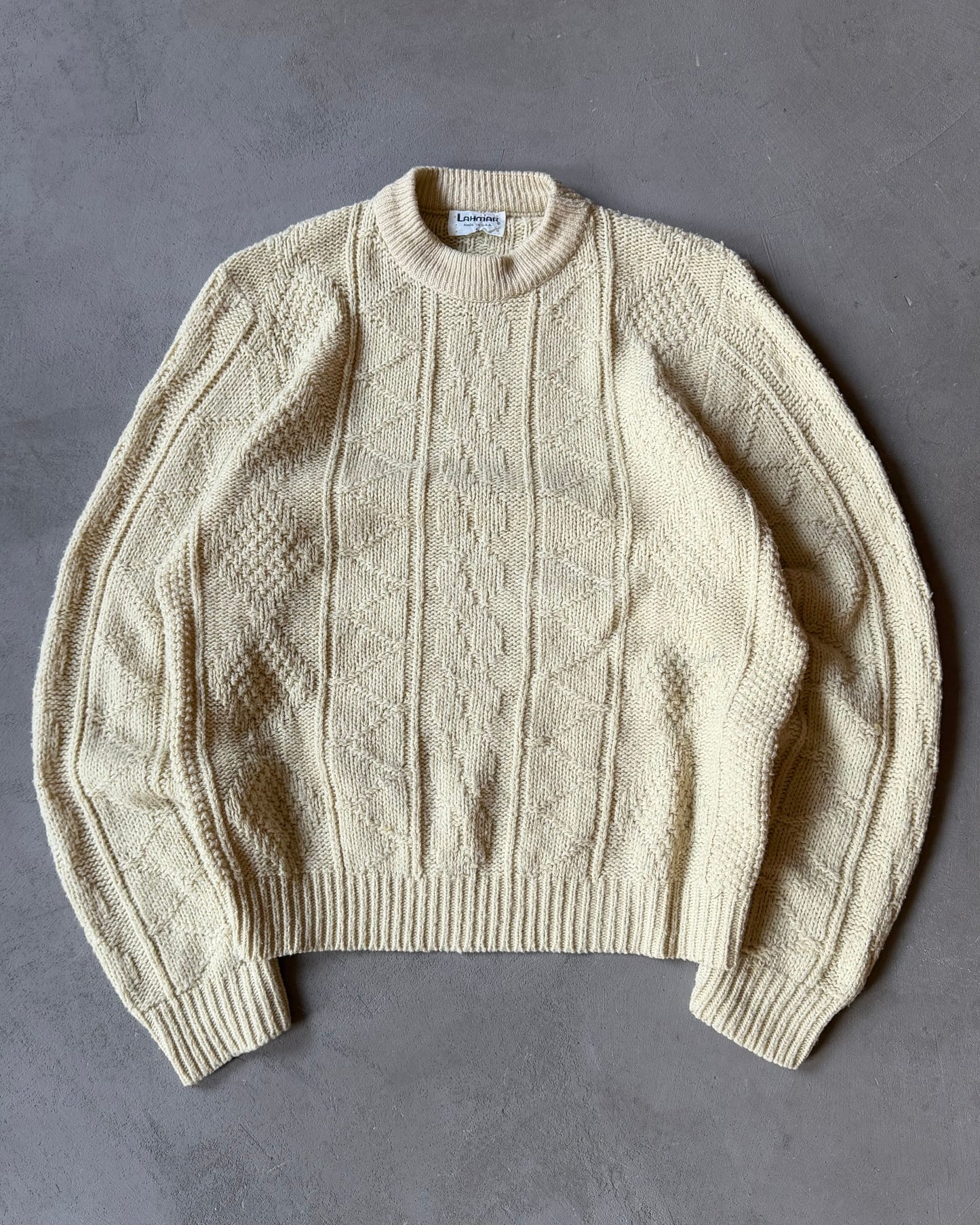 Années 80 - Pull de pêcheur en laine crème - Taille S