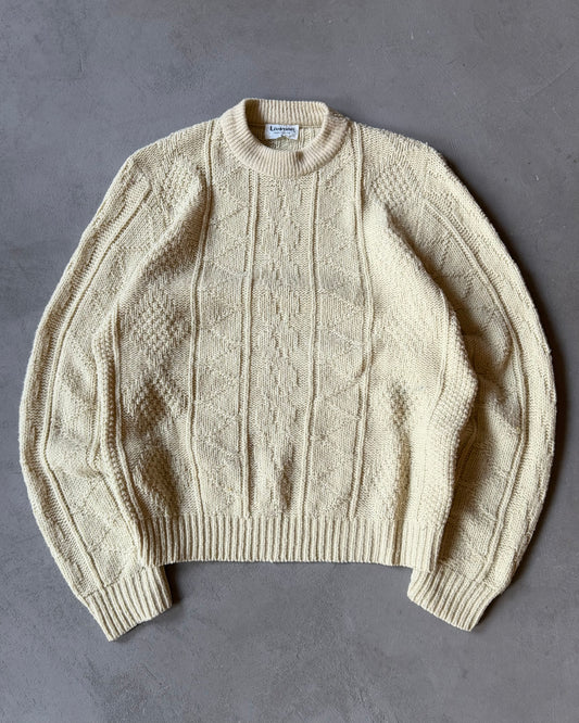 Années 80 - Pull de pêcheur en laine crème - Taille S