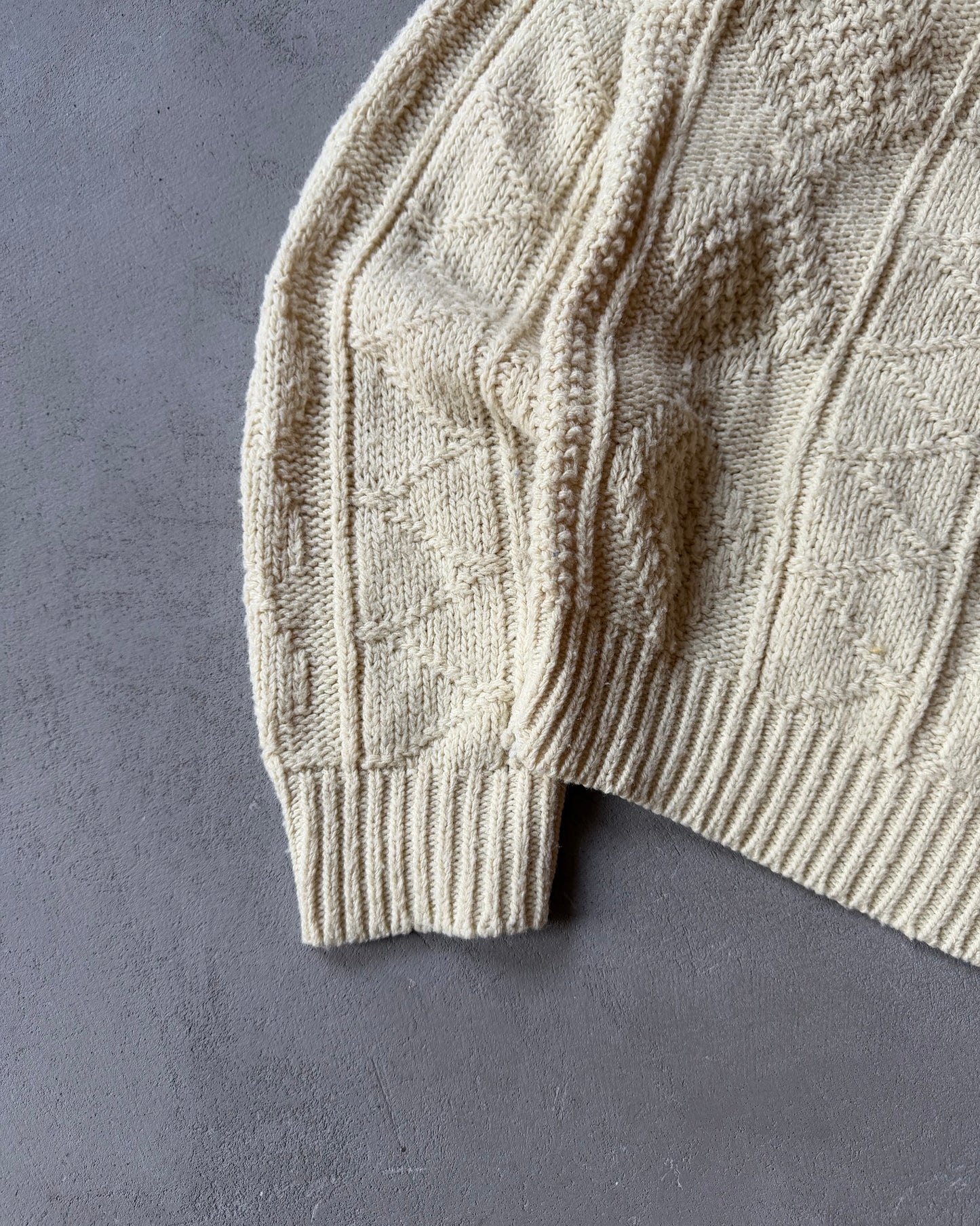 Années 80 - Pull de pêcheur en laine crème - Taille S