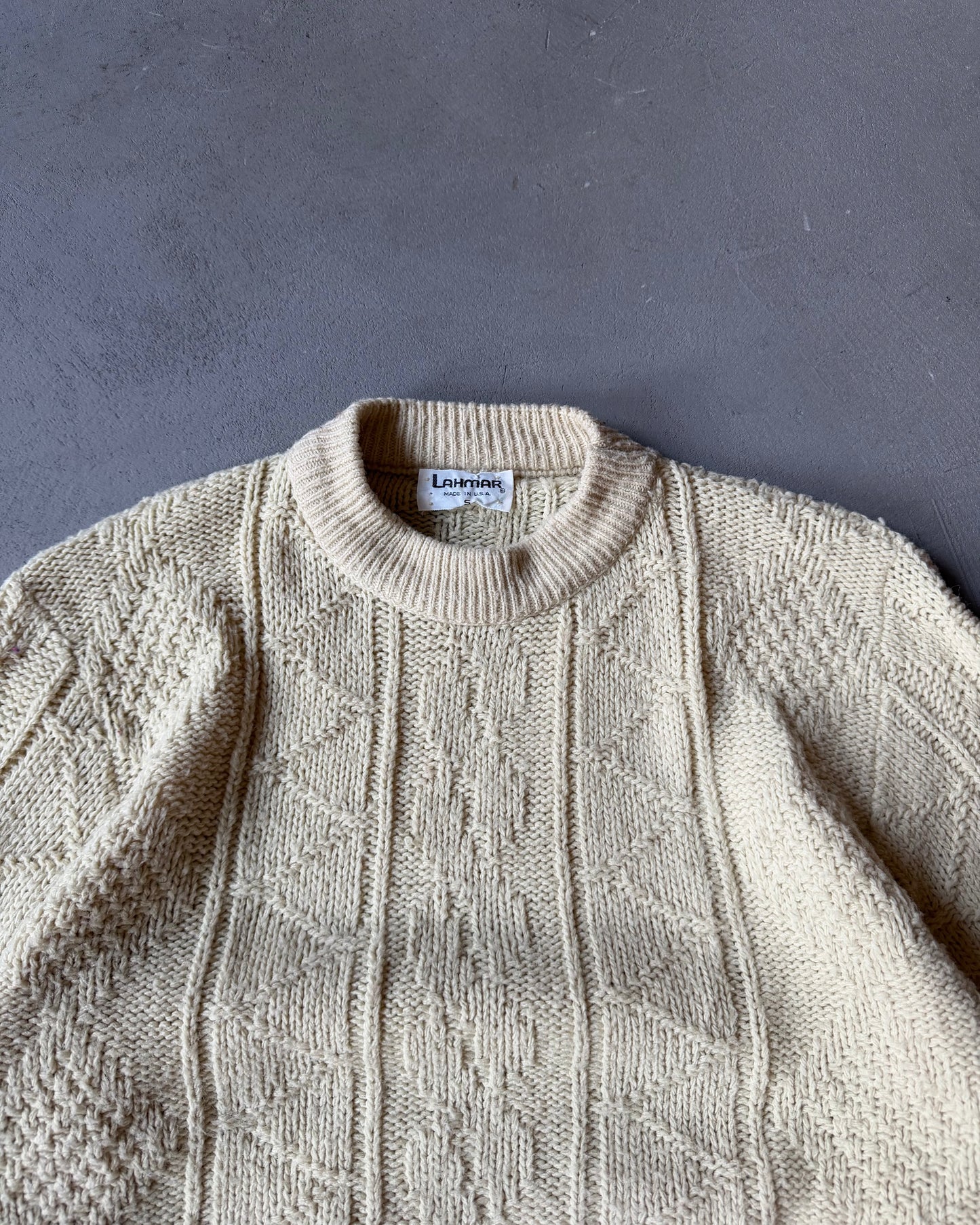 Années 80 - Pull de pêcheur en laine crème - Taille S