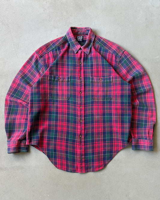 1990s - Red/Blue GAP Plaid Flannel - L