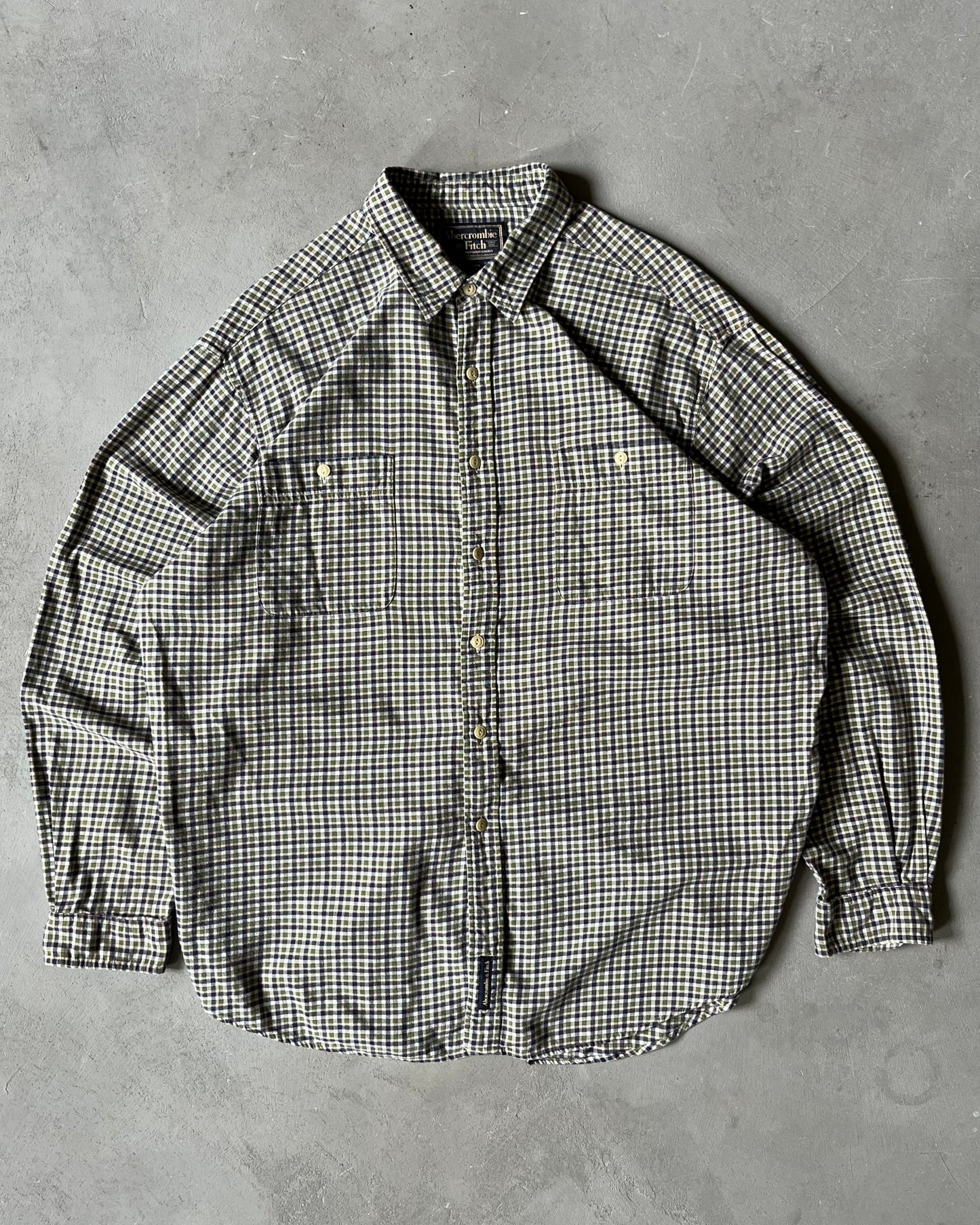 2000s - Green/Navy Abercrombie Plaid Flannel - XL
