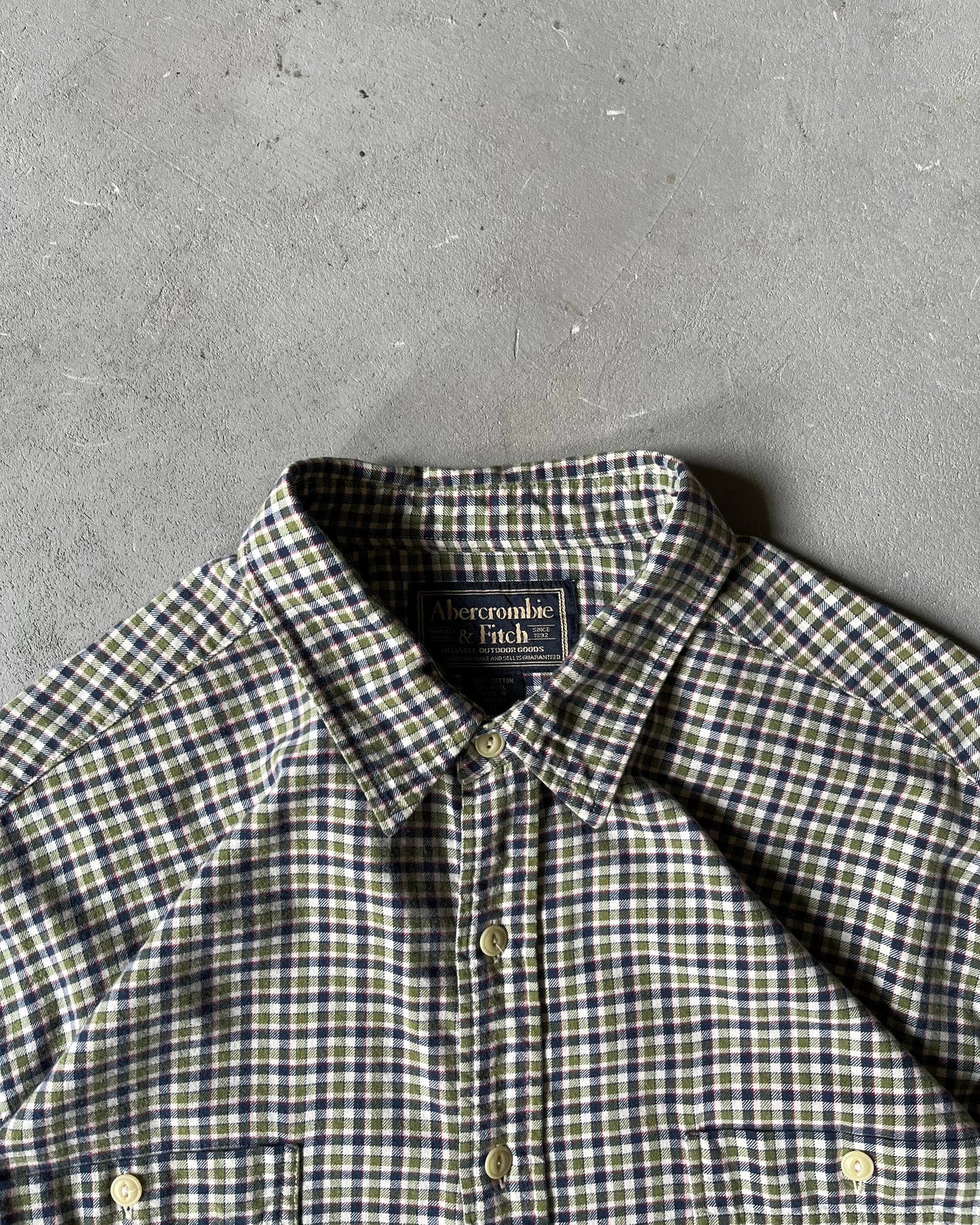 2000s - Green/Navy Abercrombie Plaid Flannel - XL