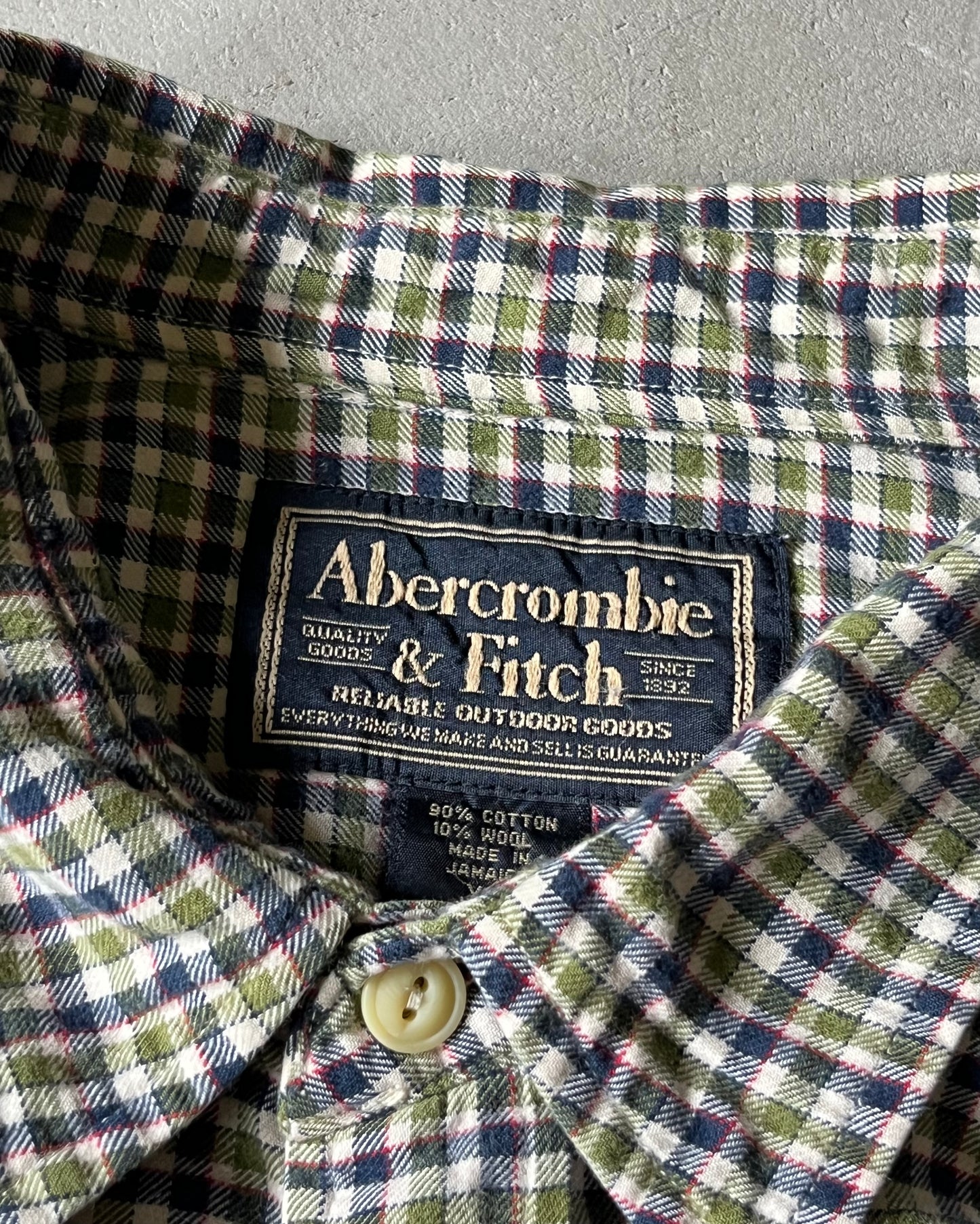 2000s - Green/Navy Abercrombie Plaid Flannel - XL