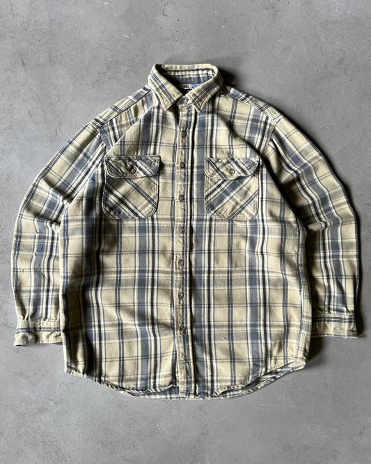 1990s - Tan/Grey Carhartt Plaid Flannel - M