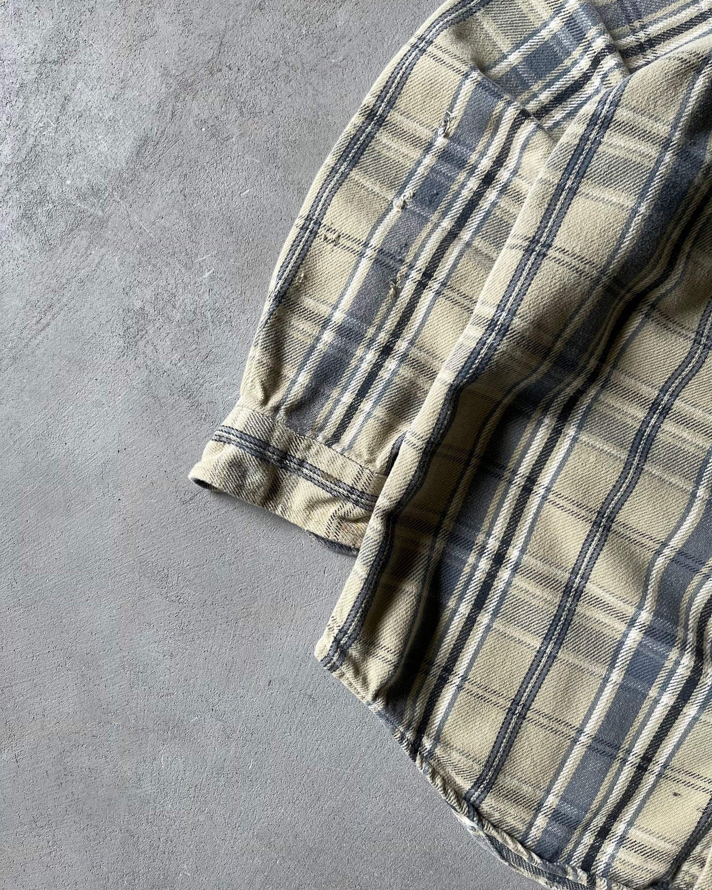 1990s - Tan/Grey Carhartt Plaid Flannel - M